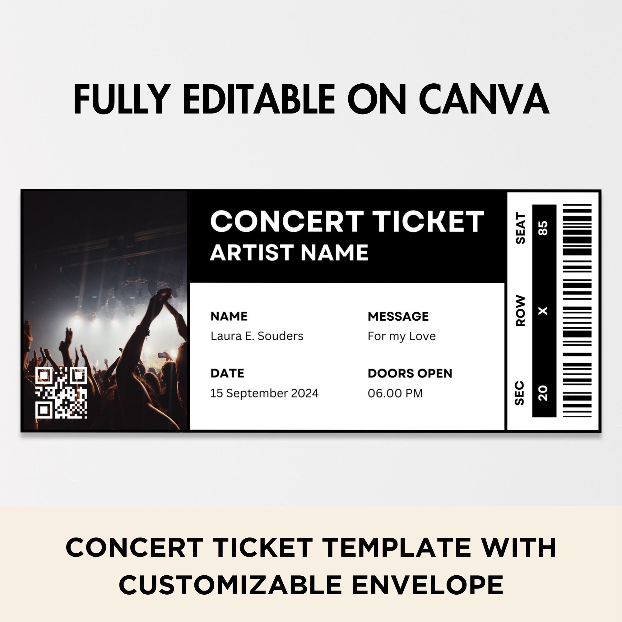 Concert Ticket Template Event Ticket Concert Tour Ticket Live 