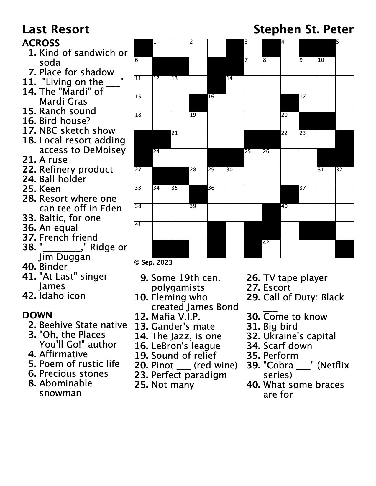 free printable crossword puzzles for adults