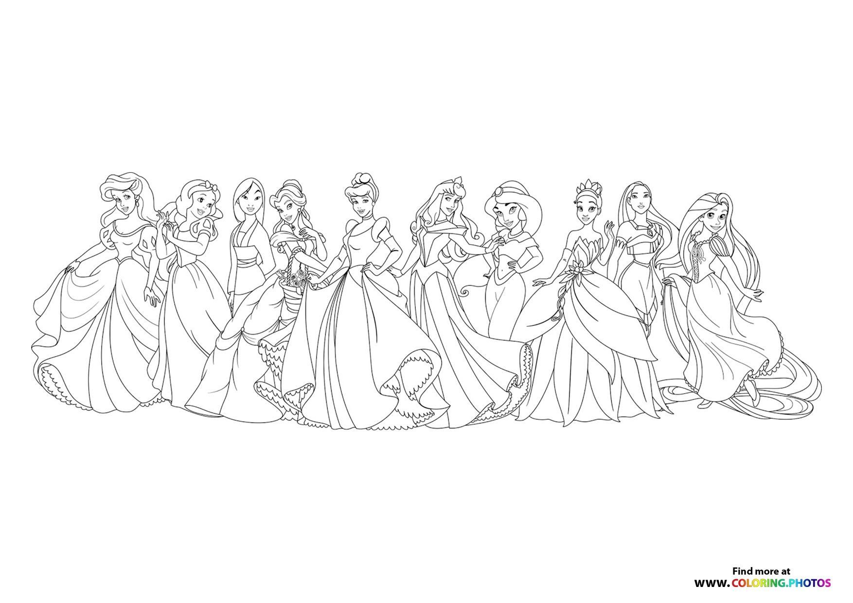 Cute Disney Princesses Coloring Pages For Kids