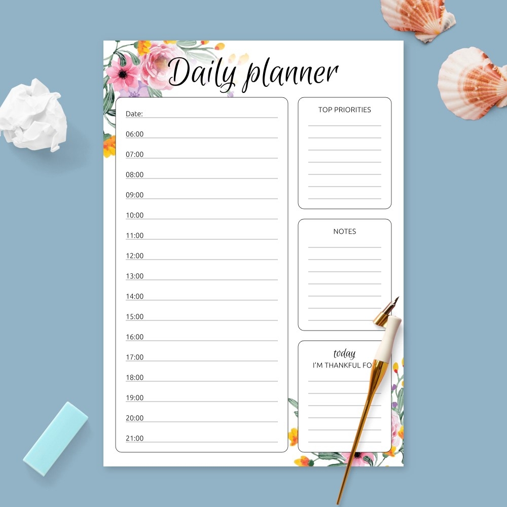 free printable hourly planner template