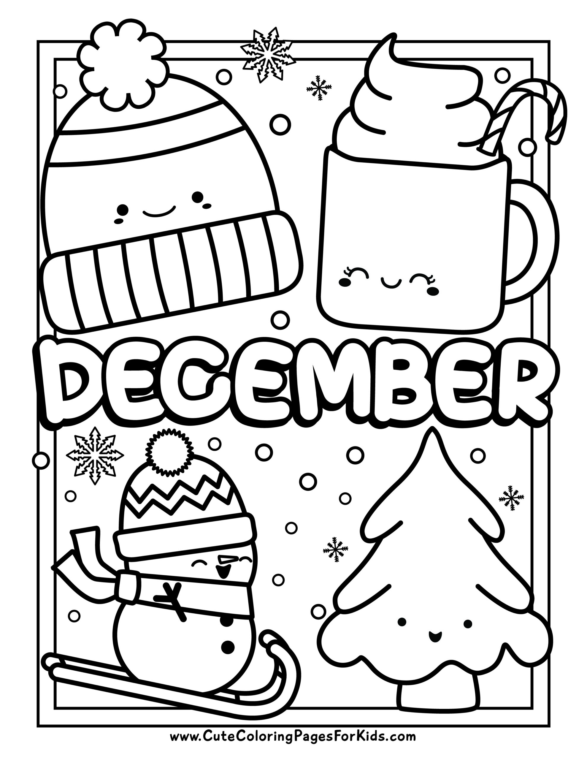 December Coloring Pages 4 Free Printable Coloring Sheets Cute 