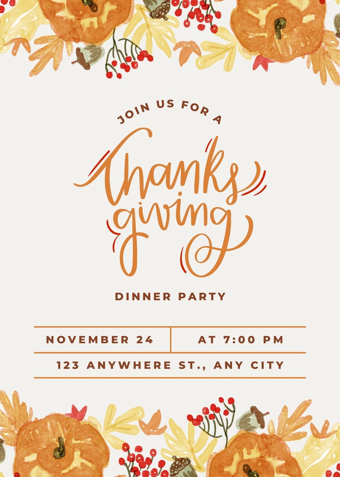 Design And Print Portrait Thanksgiving Invitations Canva