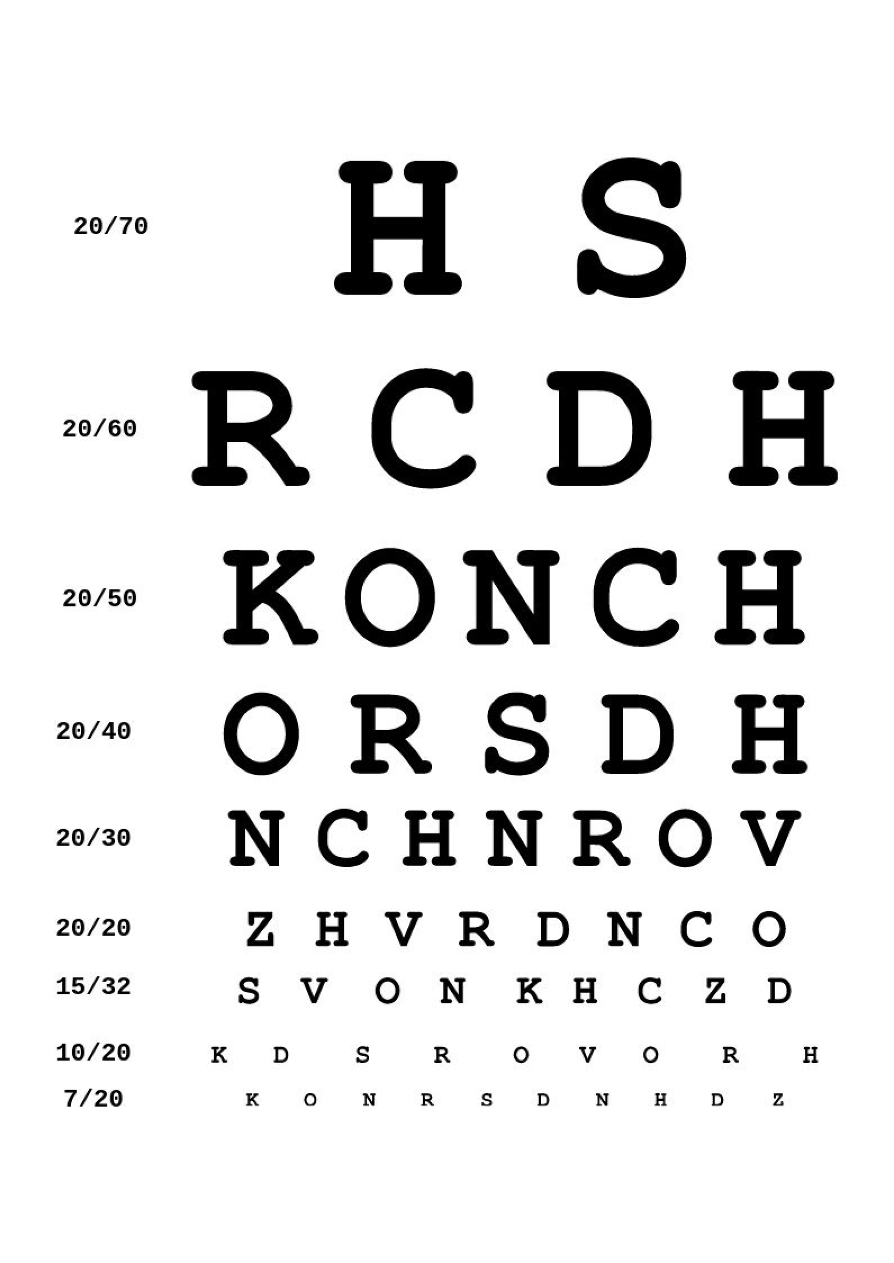 eye chart test printable