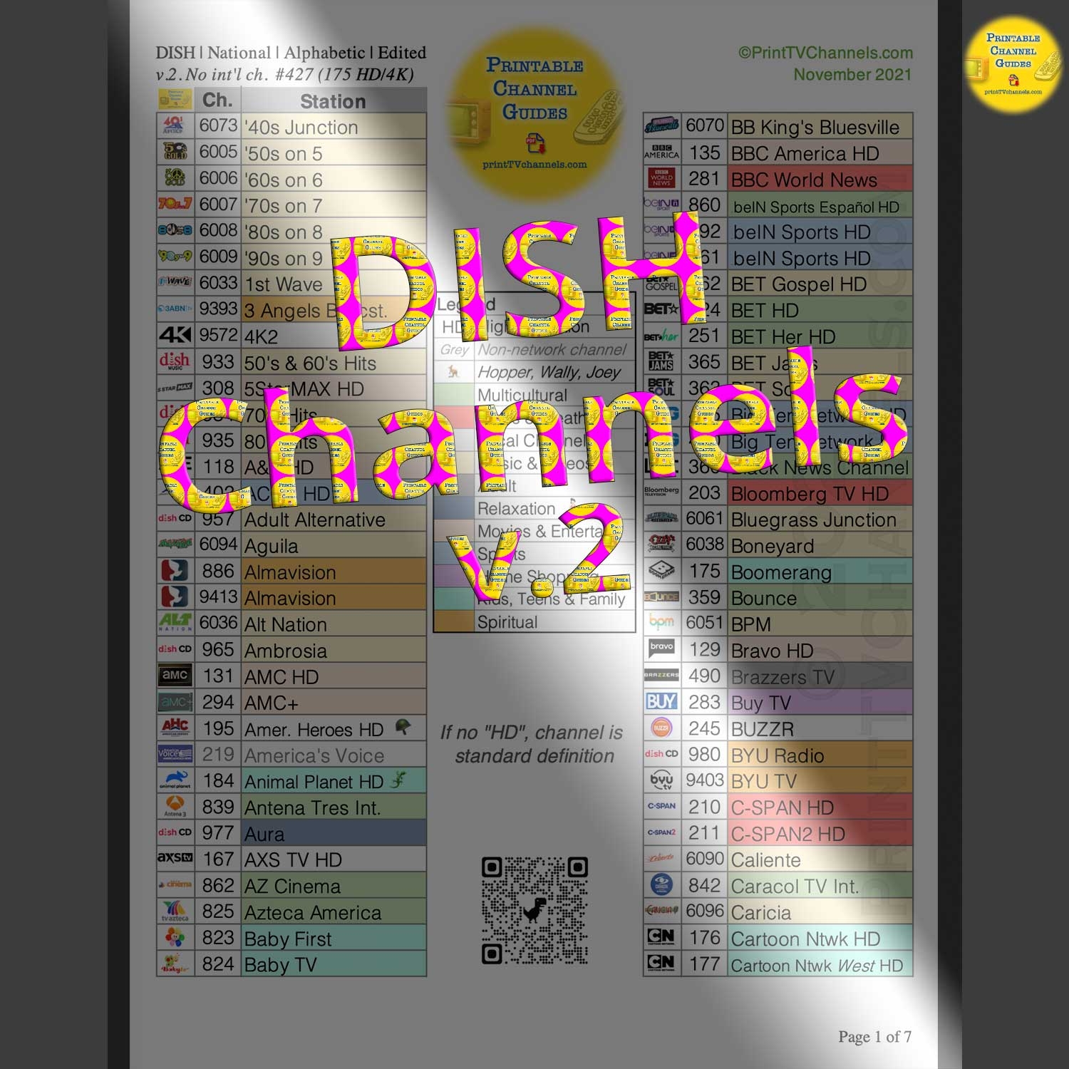 DISH Channel Guide 2021 Edited Version Alphabetic Printable PDF