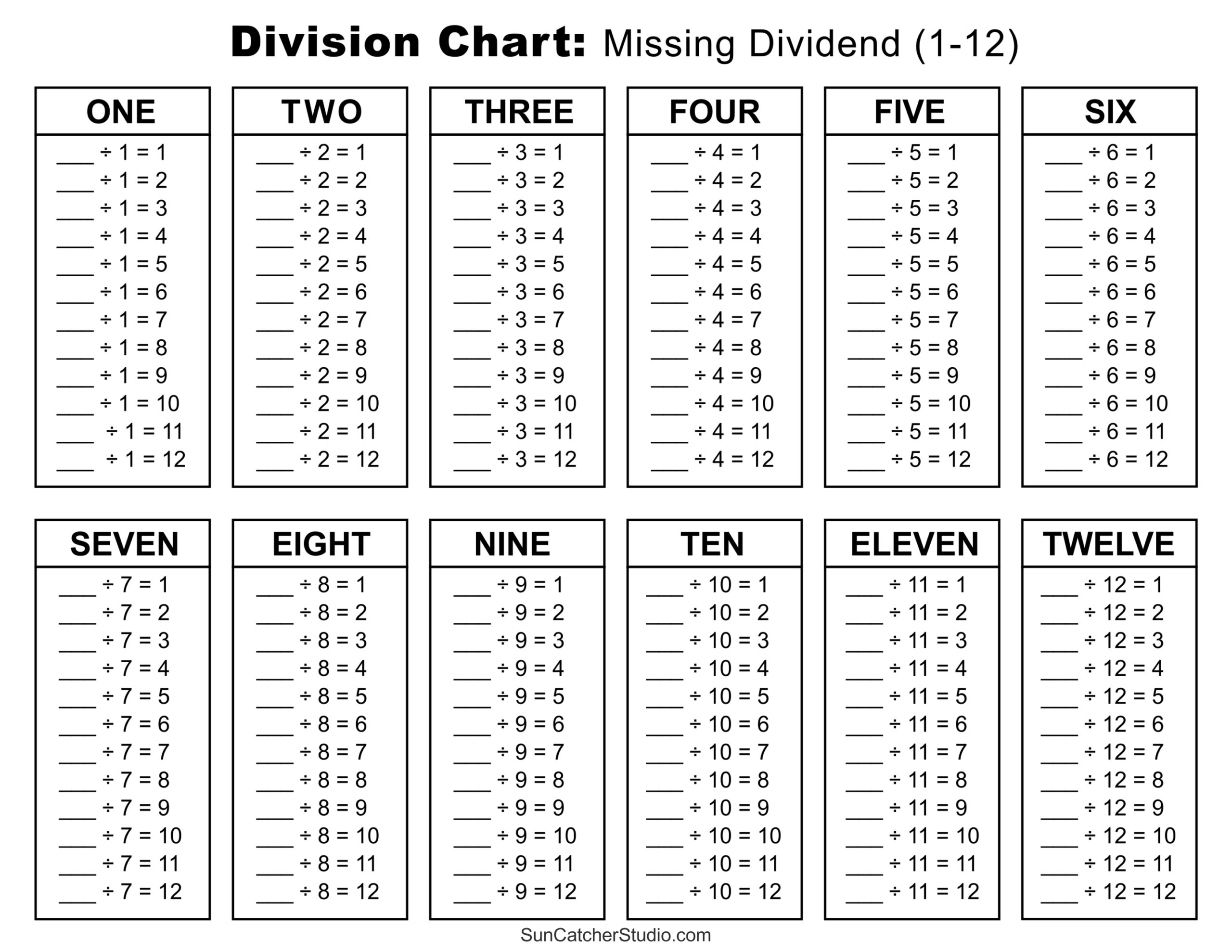 division practice worksheets printable