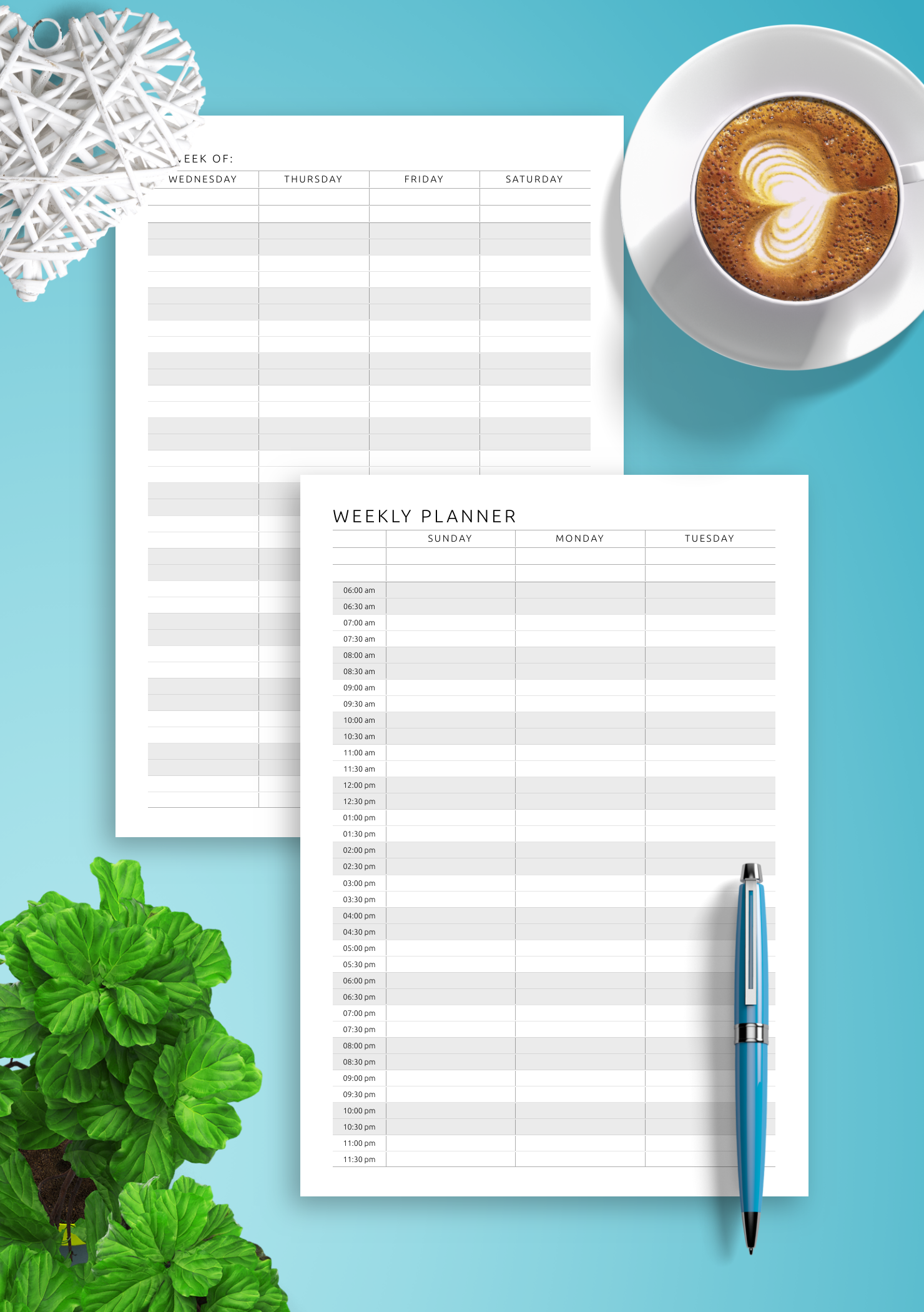 hourly printable planner