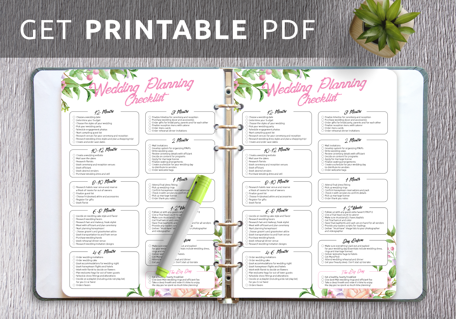 Download Printable Wedding Planning Checklist Eco Style PDF