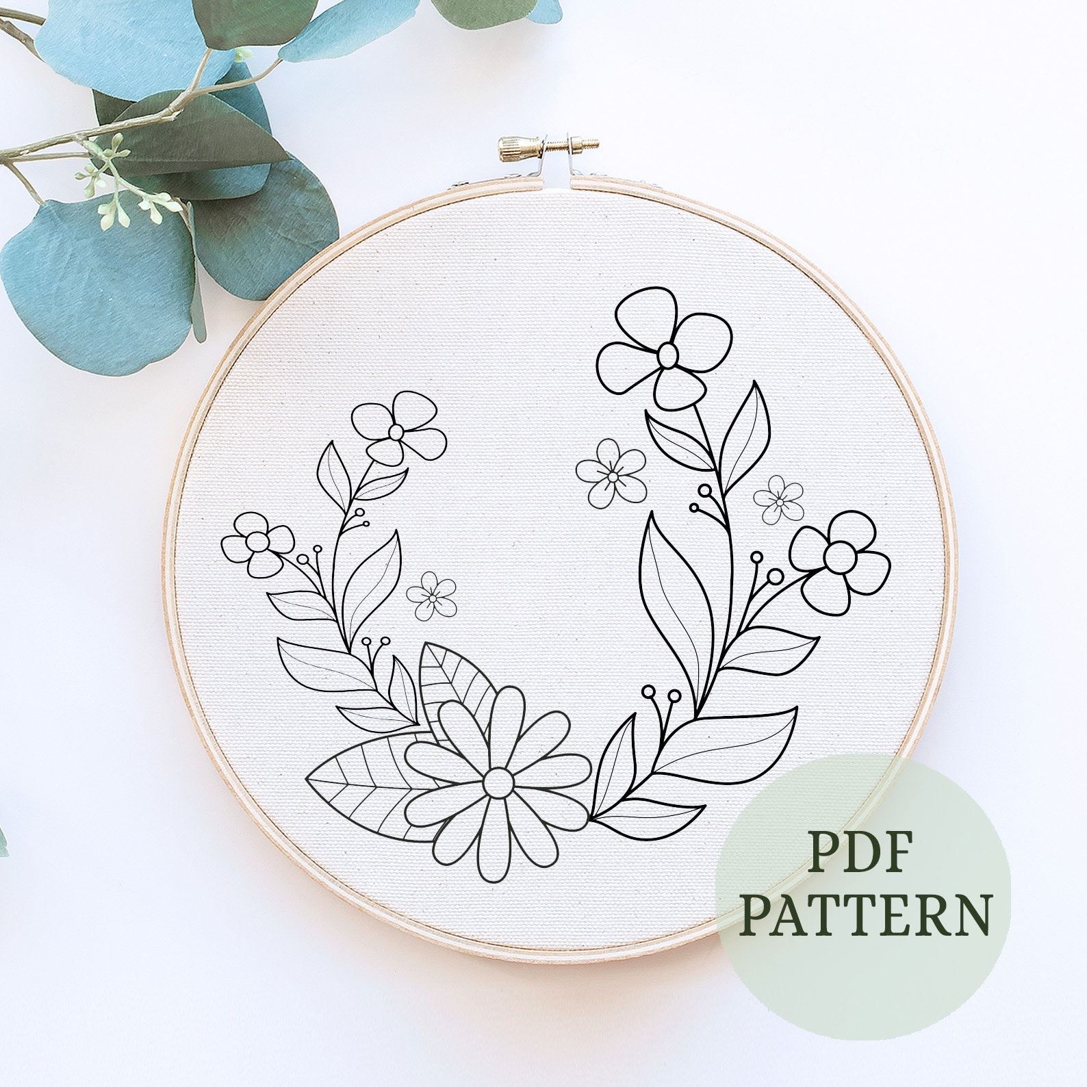 Earthy Floral Embroidery Pattern Beginner Embroidery PDF Worksheets Library