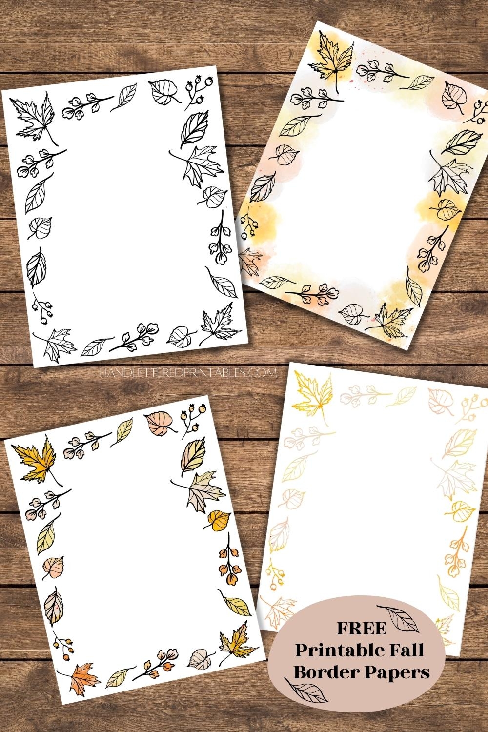 Fall Borders Free Printable Paper With Autumn Leaves Hand 