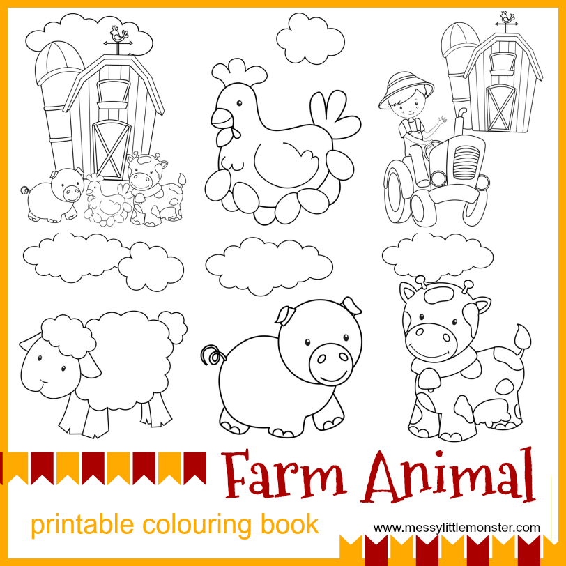 Farm Animal Printable Colouring Pages Messy Little Monster