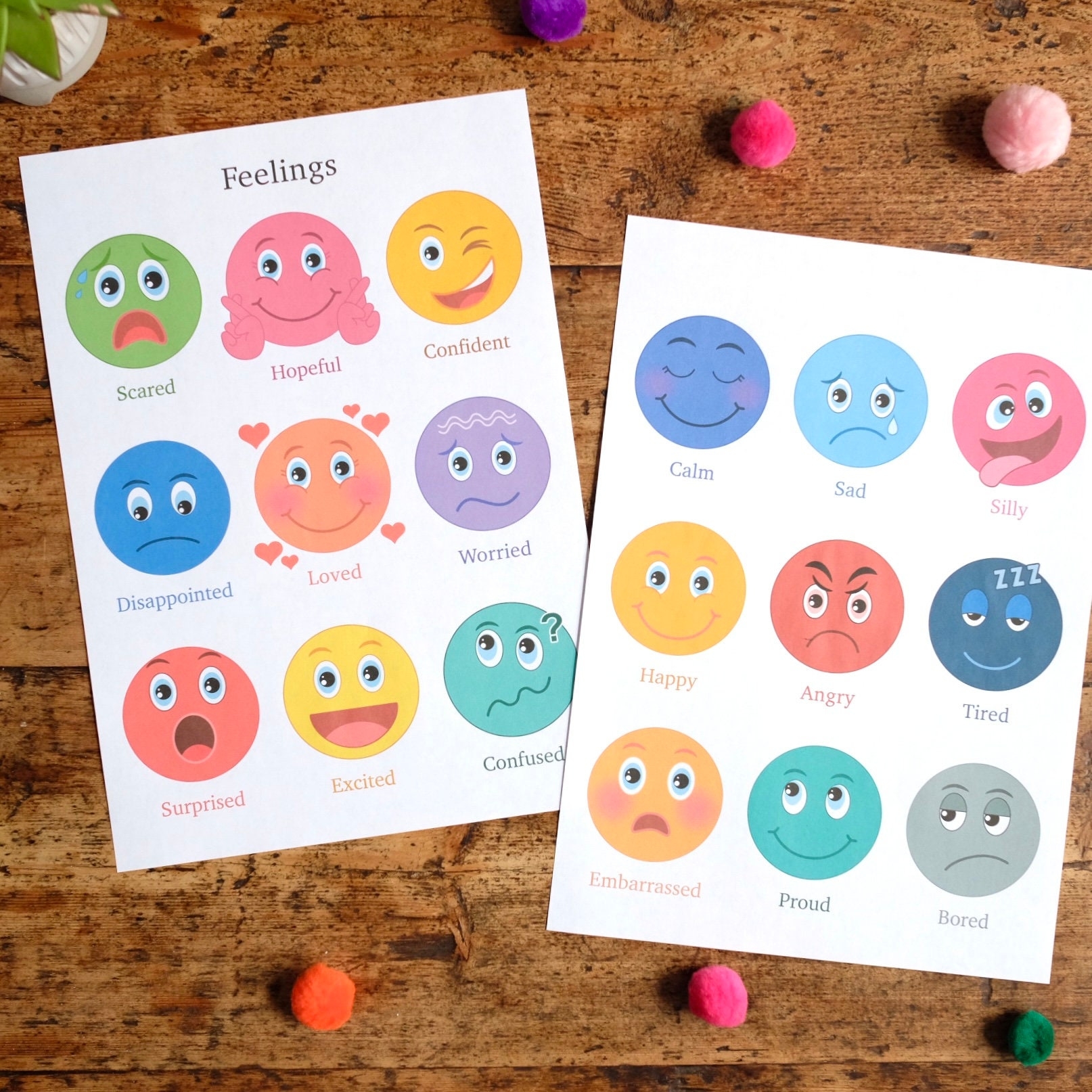 Feelings Faces Printable Digital Download 18 Faces 9 On Each 