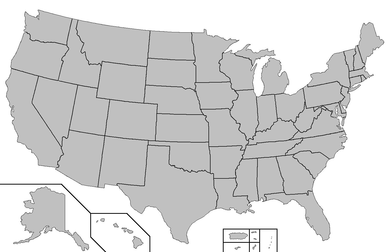 printable black and white map of usa