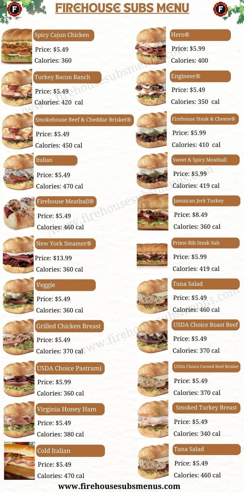 Firehouse Subs Menu With Prices And Pictures August 19 2025
