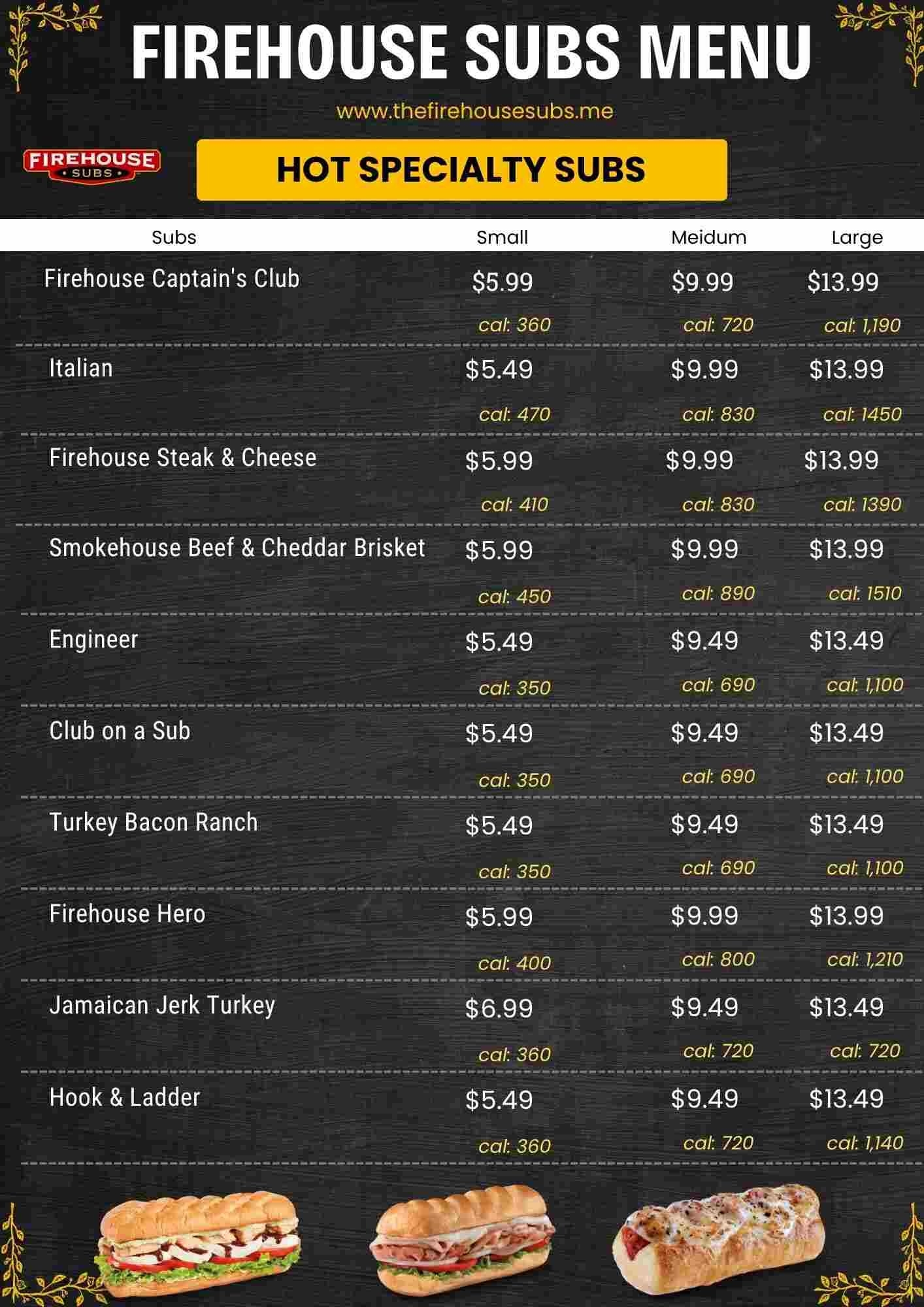 Firehouse Subs Menu With Prices Updated July 2025