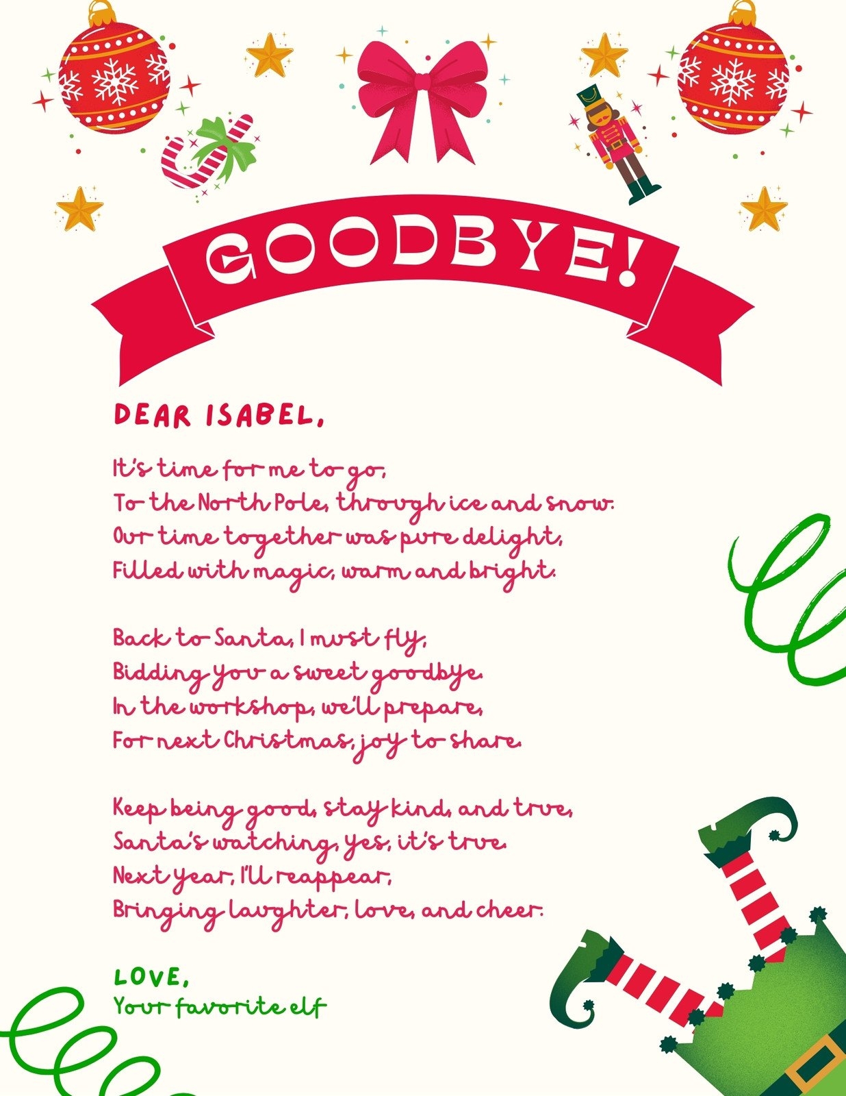 free printable elf on the shelf letter template