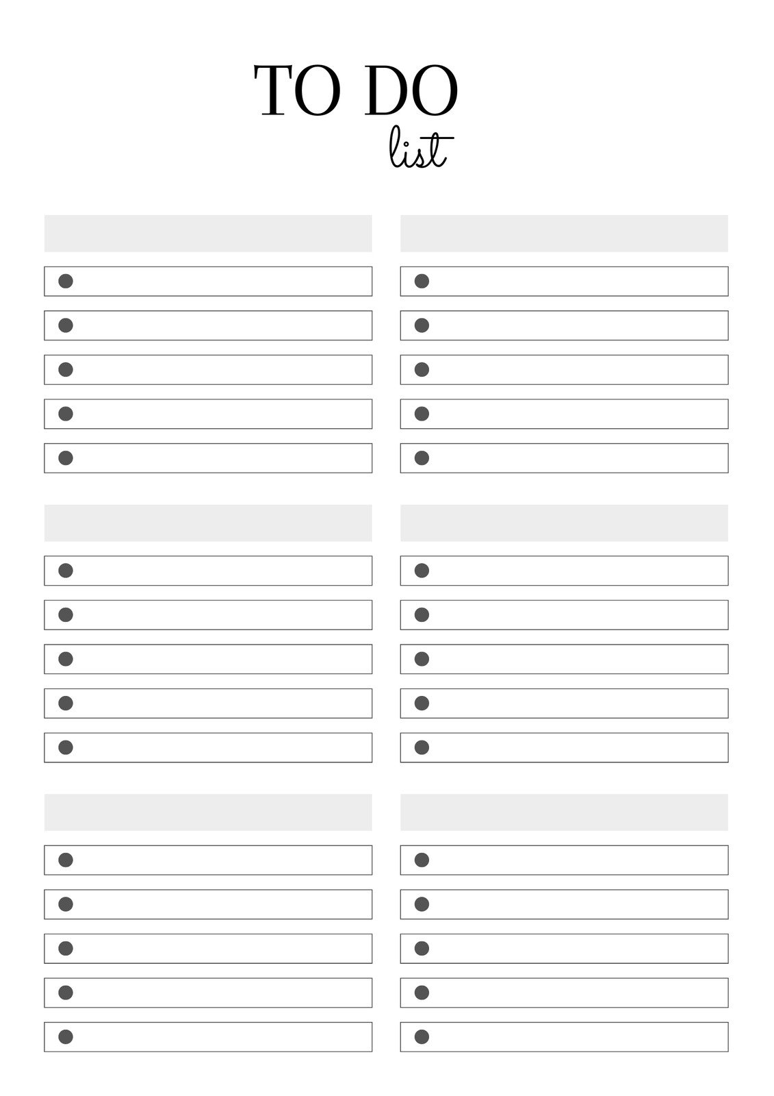 Free And Customizable To Do List Templates