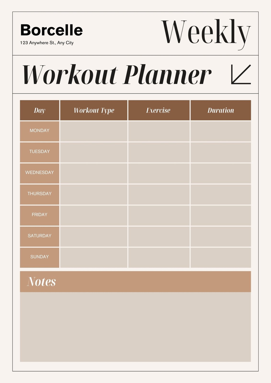 Free And Customizable Workout Templates