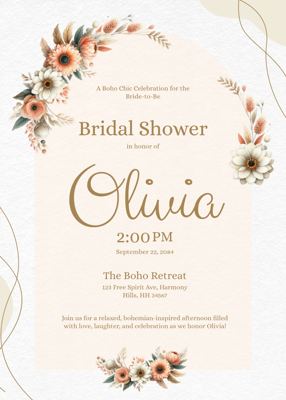 Free Boho Bridal Shower Invitation Template To Edit Online