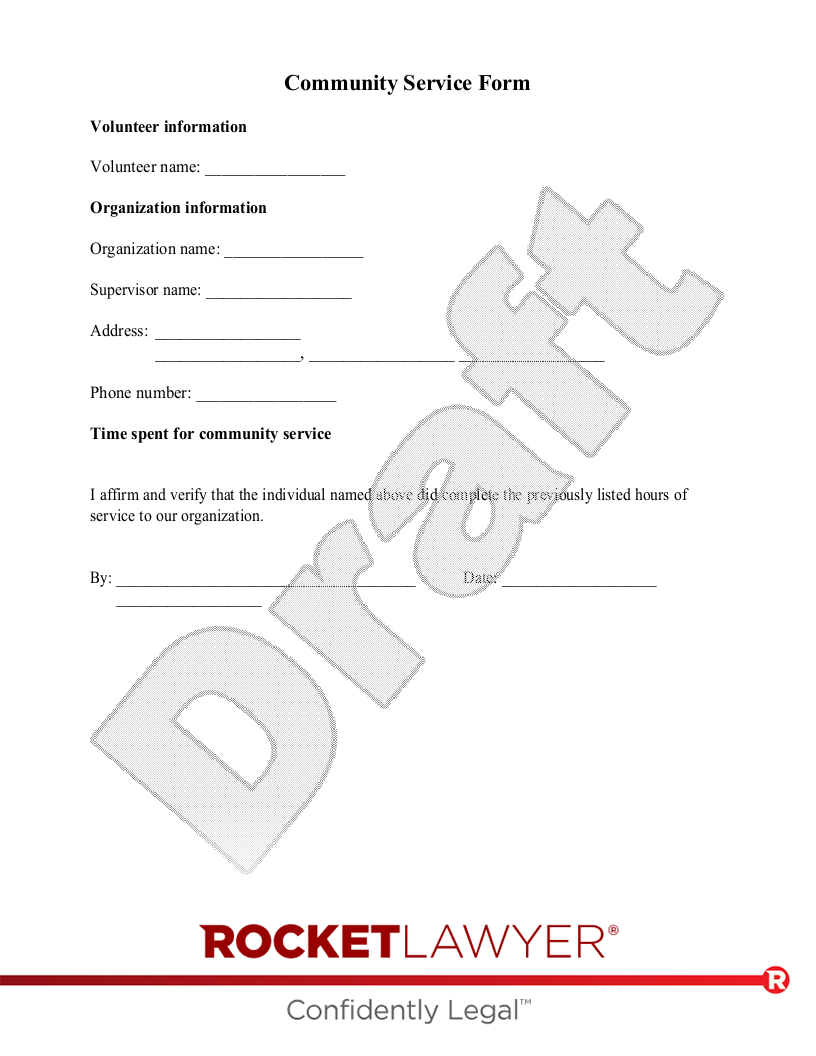 Free Community Service Form Free To Print Save U0026 Download