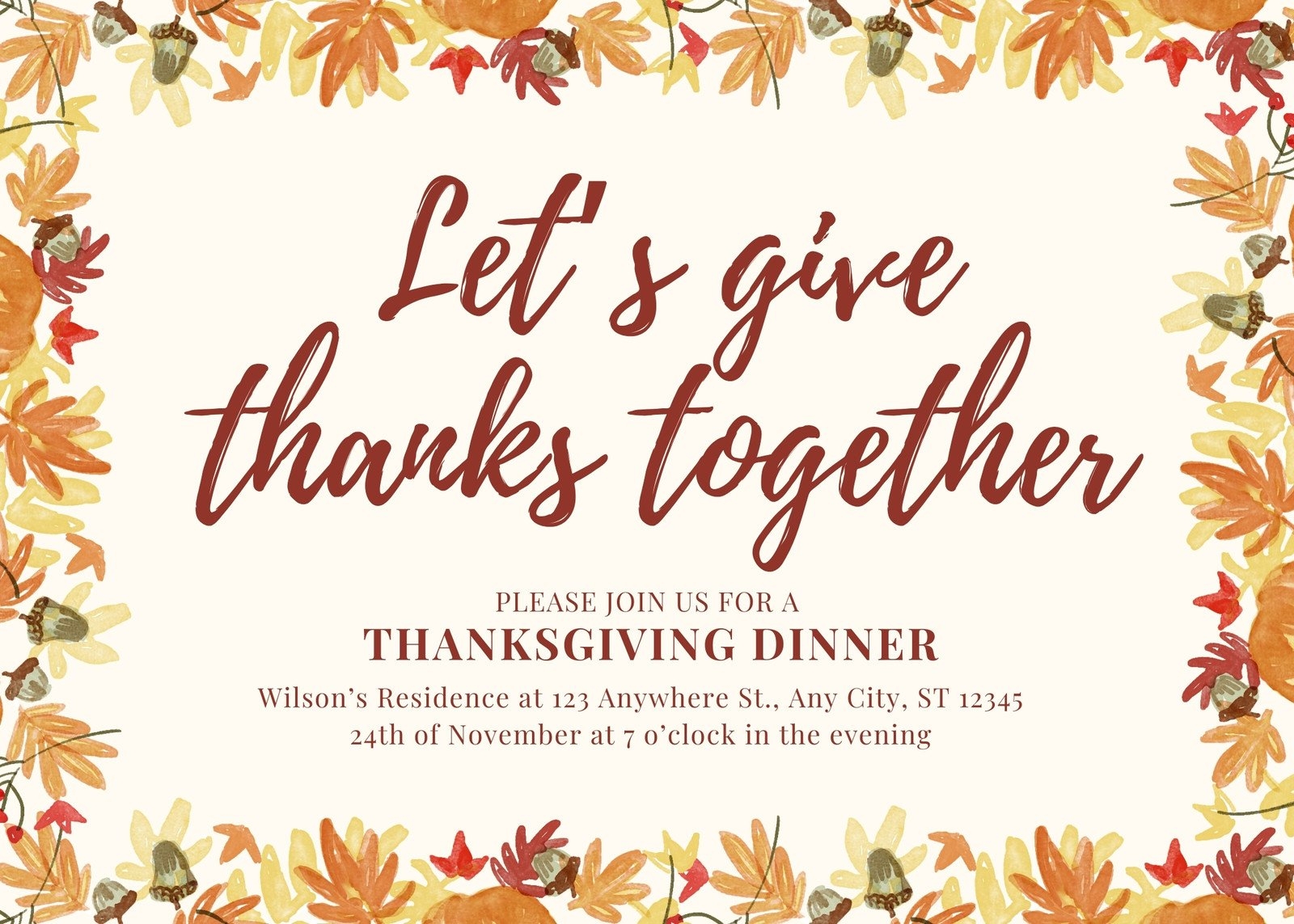 Free Custom Printable Thanksgiving Invitation Templates Canva