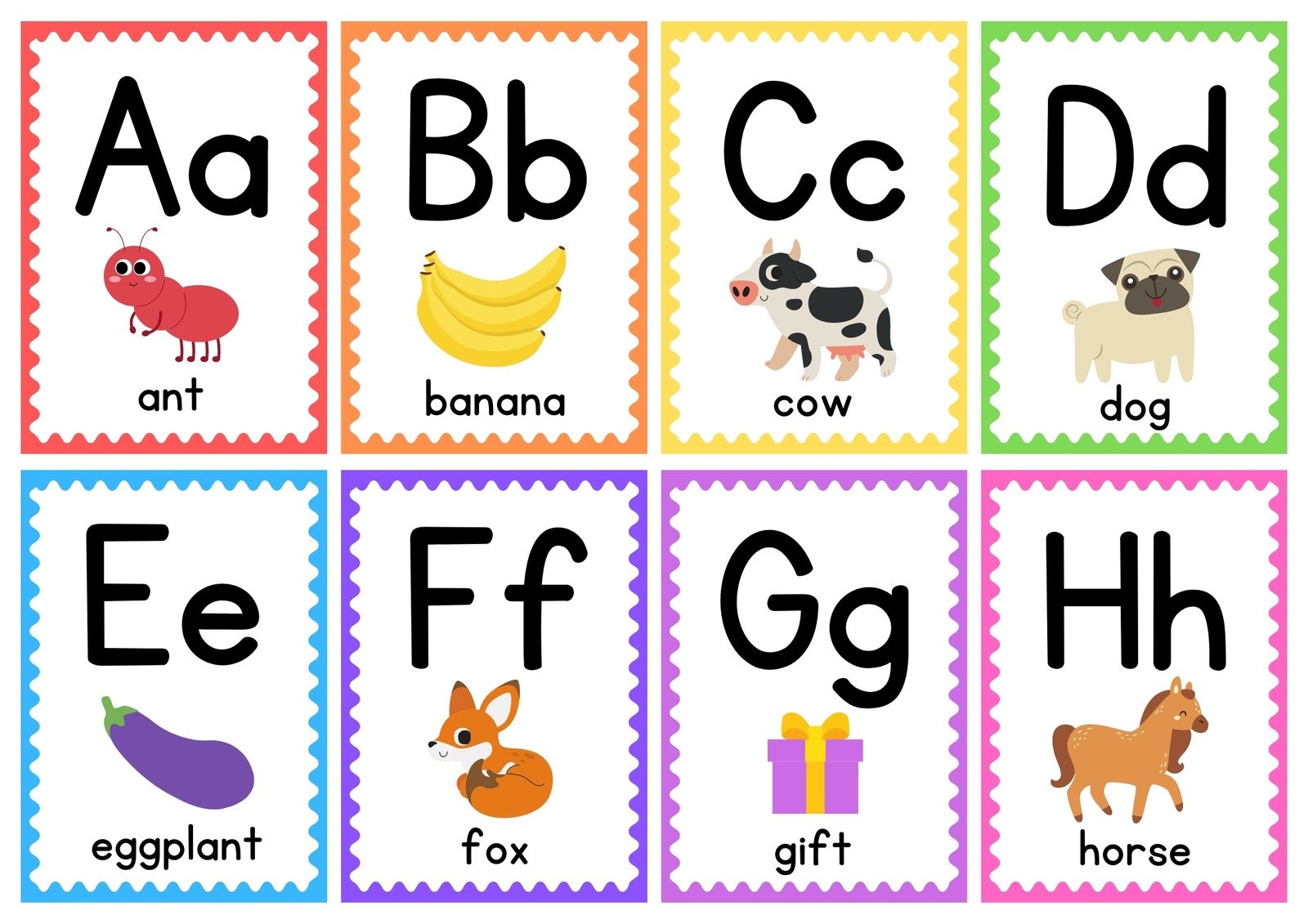 alphabet flash cards printable free