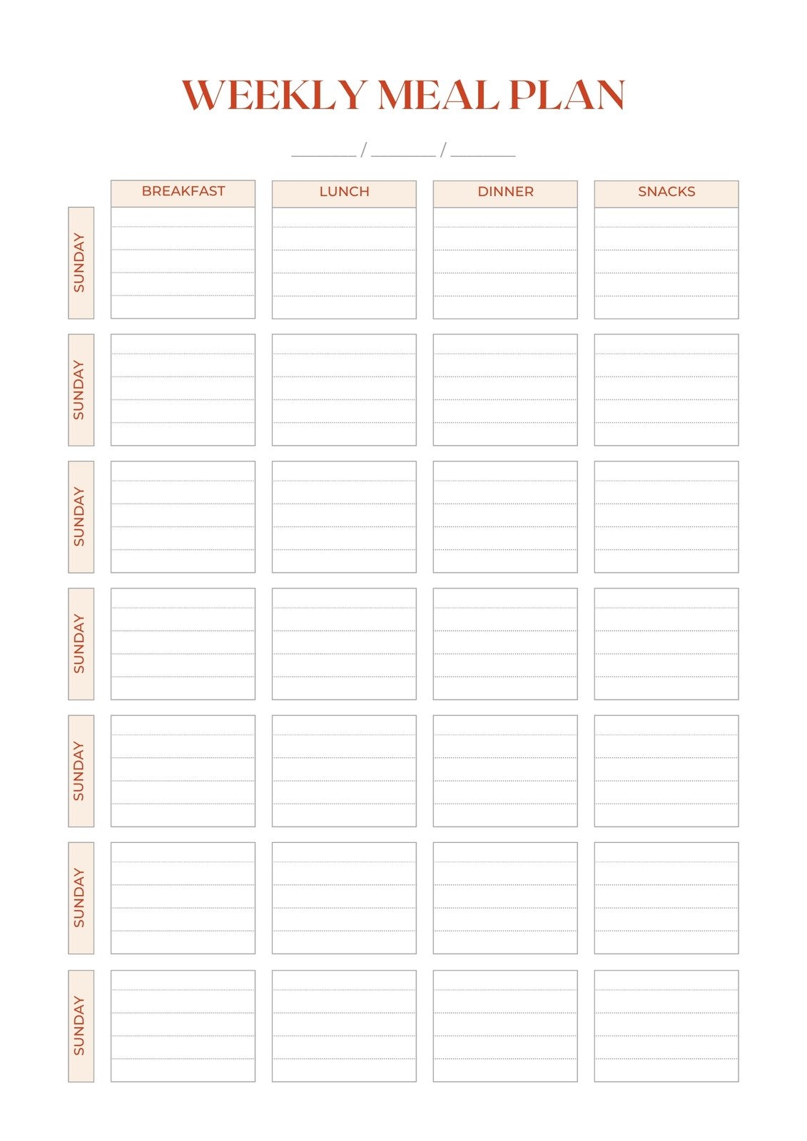 weekly menu planner printable