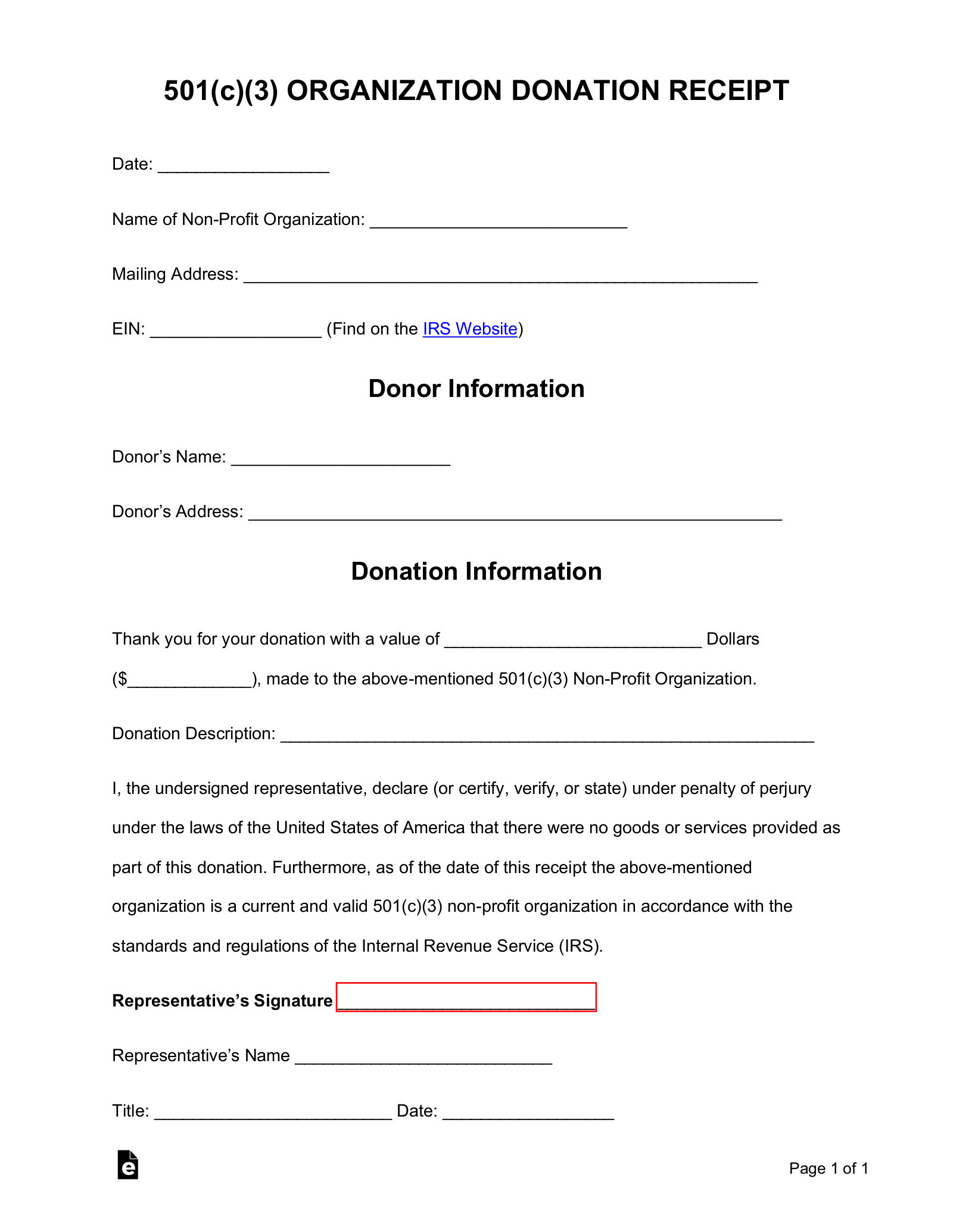 Free Donation Receipt Template PDF Word EForms