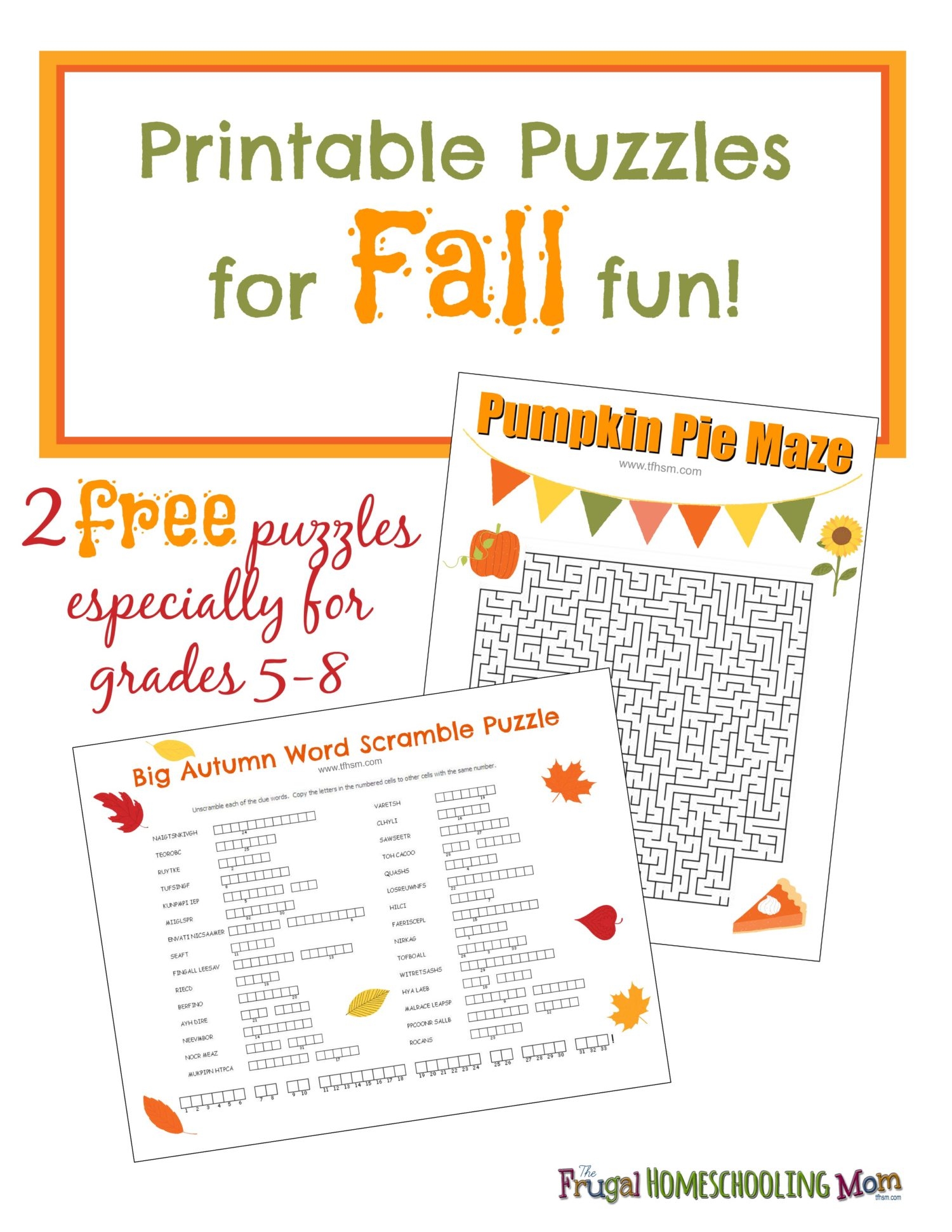 FREE Fall Printable Puzzles Free Homeschooling The Frugal 