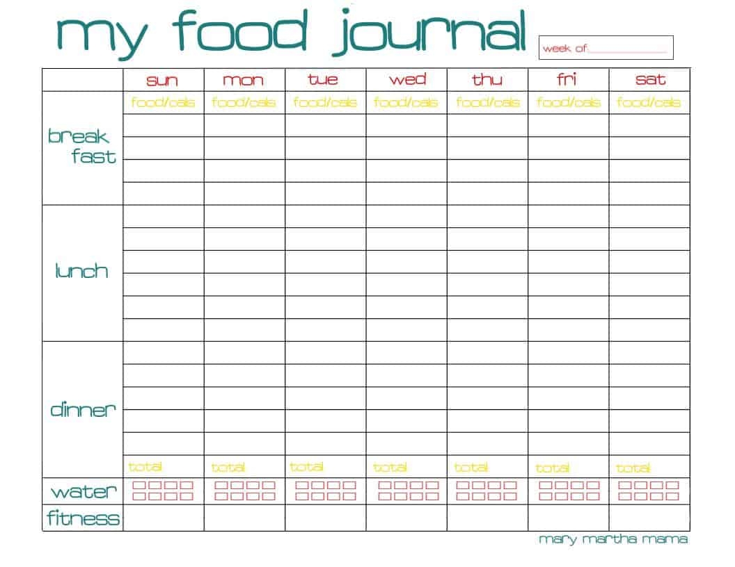 food log printable