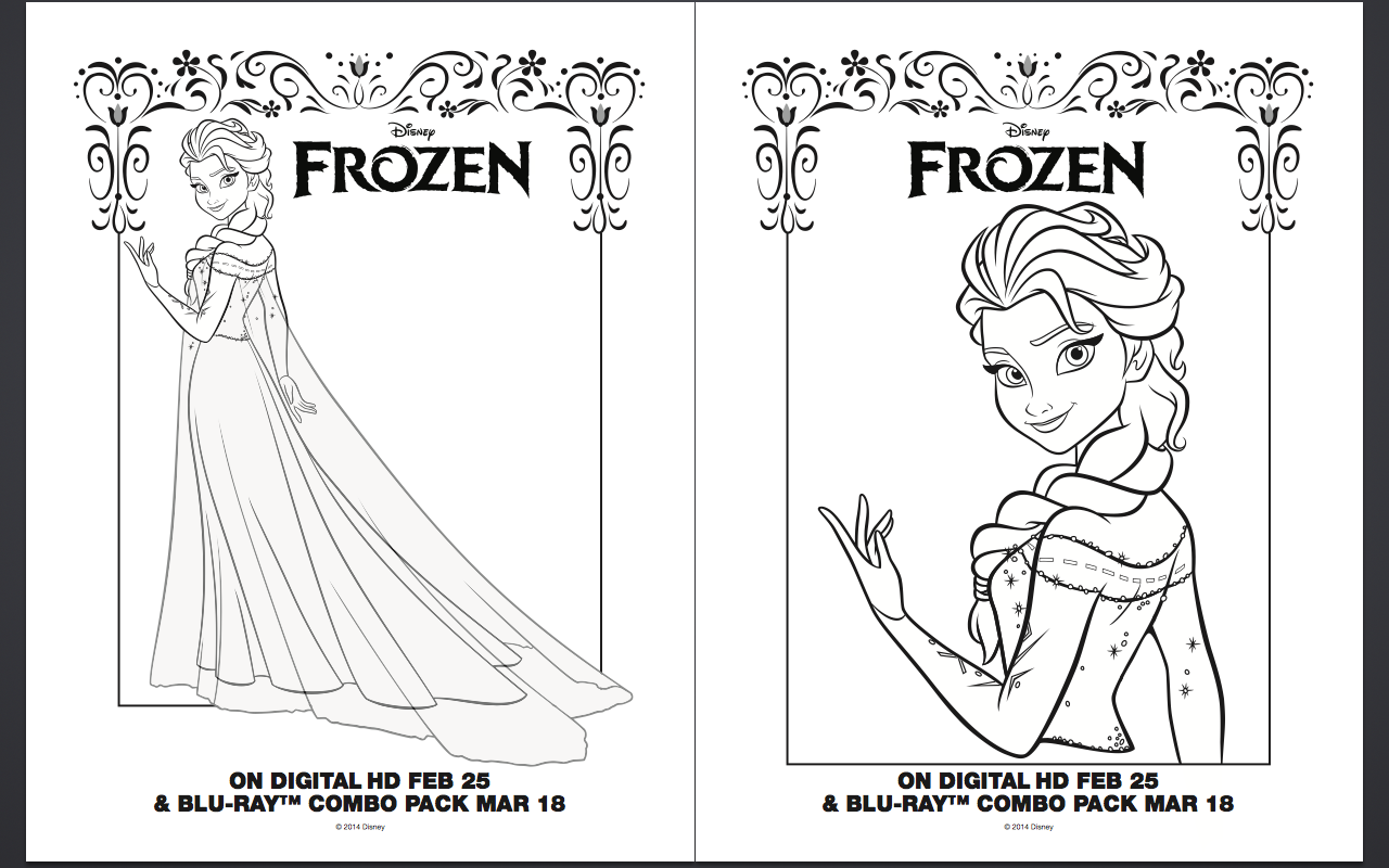 free printable frozen colouring pages