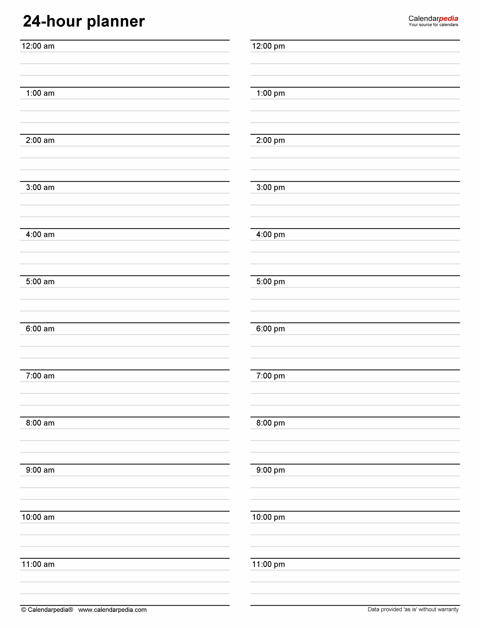 Free Hourly Planners In PDF Format 20 Templates