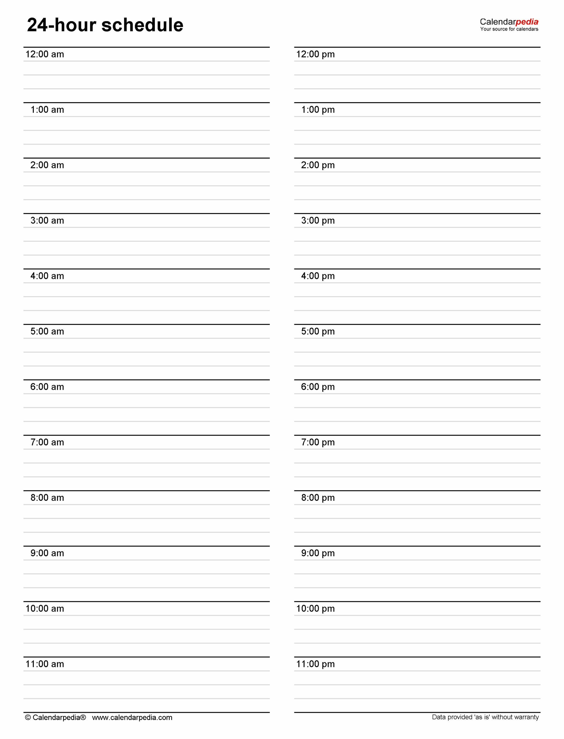 printable hourly schedule