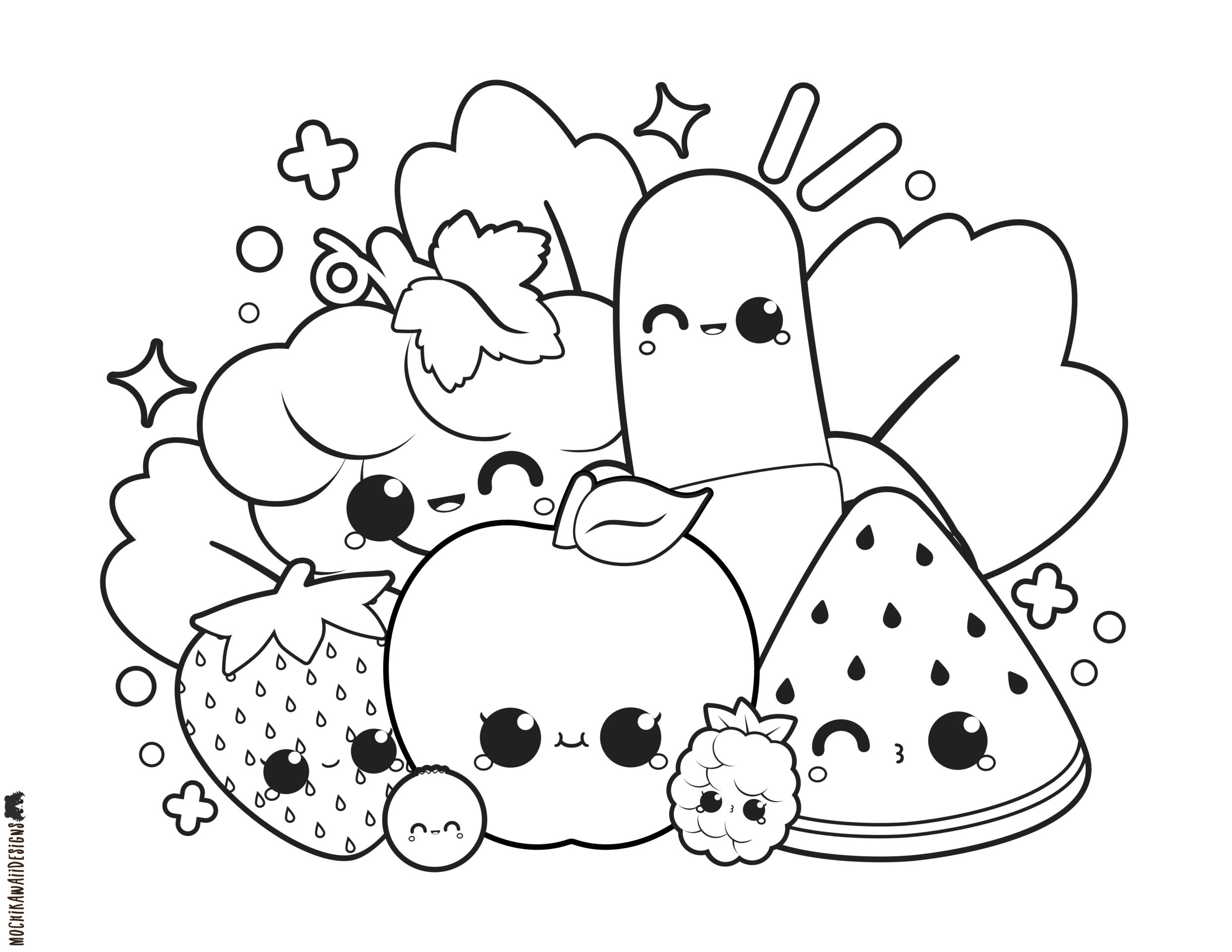 Free Kawaii Fruit Coloring Page Get Yours MochiKawaiiDesigns