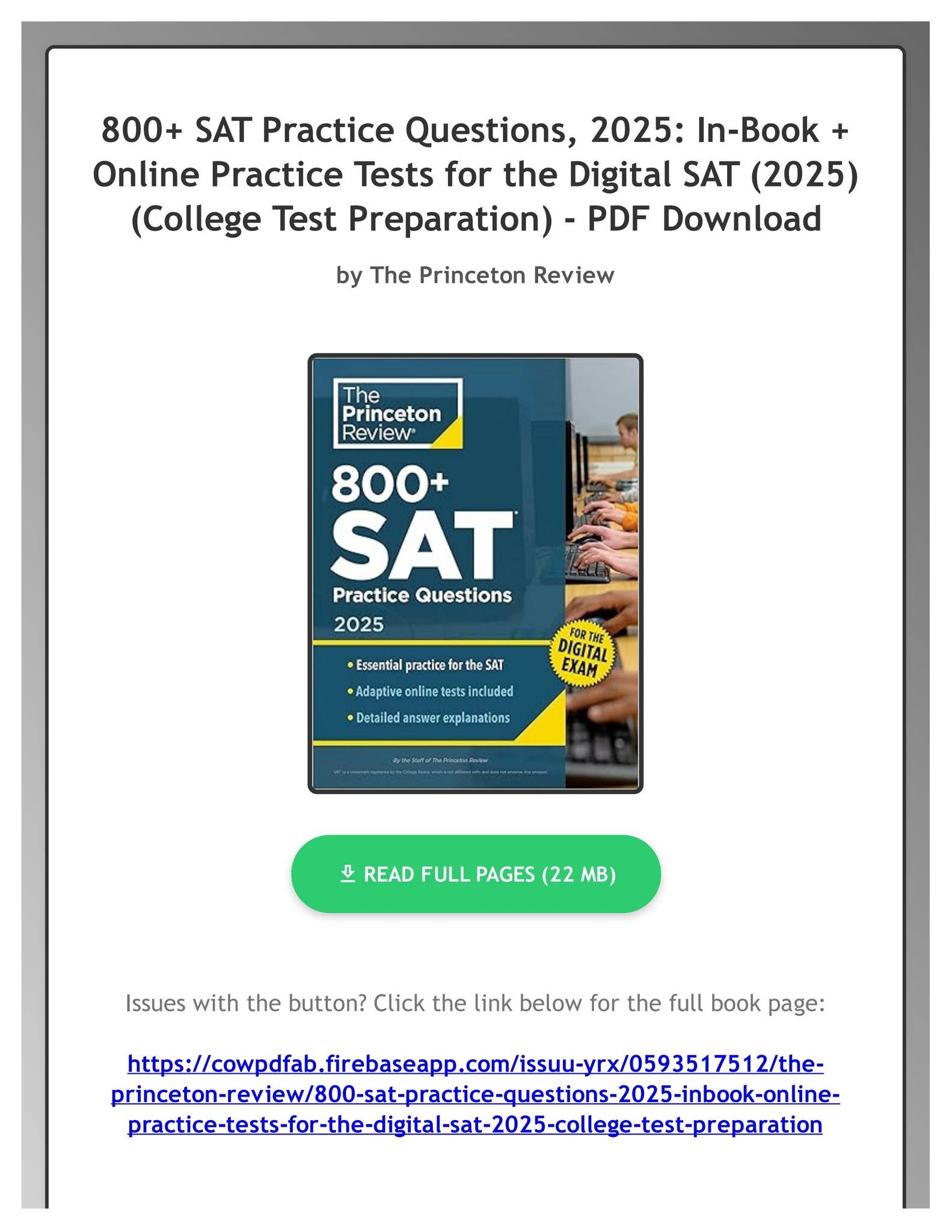 FREE PDF 800 SAT Practice Questions 2025 In Book Online Practice Tests For The Digital SAT By AishaConsidineip Issuu