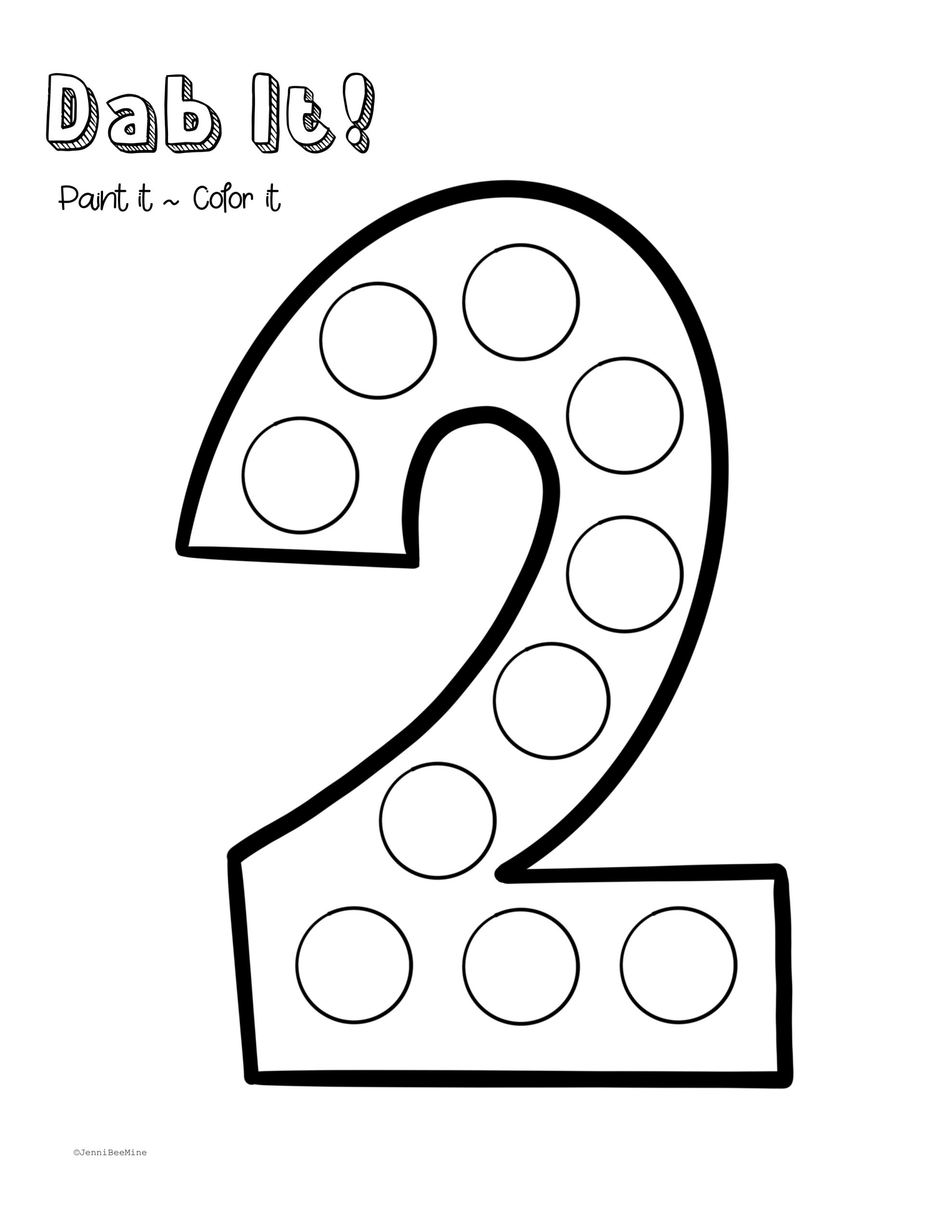 Free Preschool Printables Number 2 Jennibeemine Worksheets 