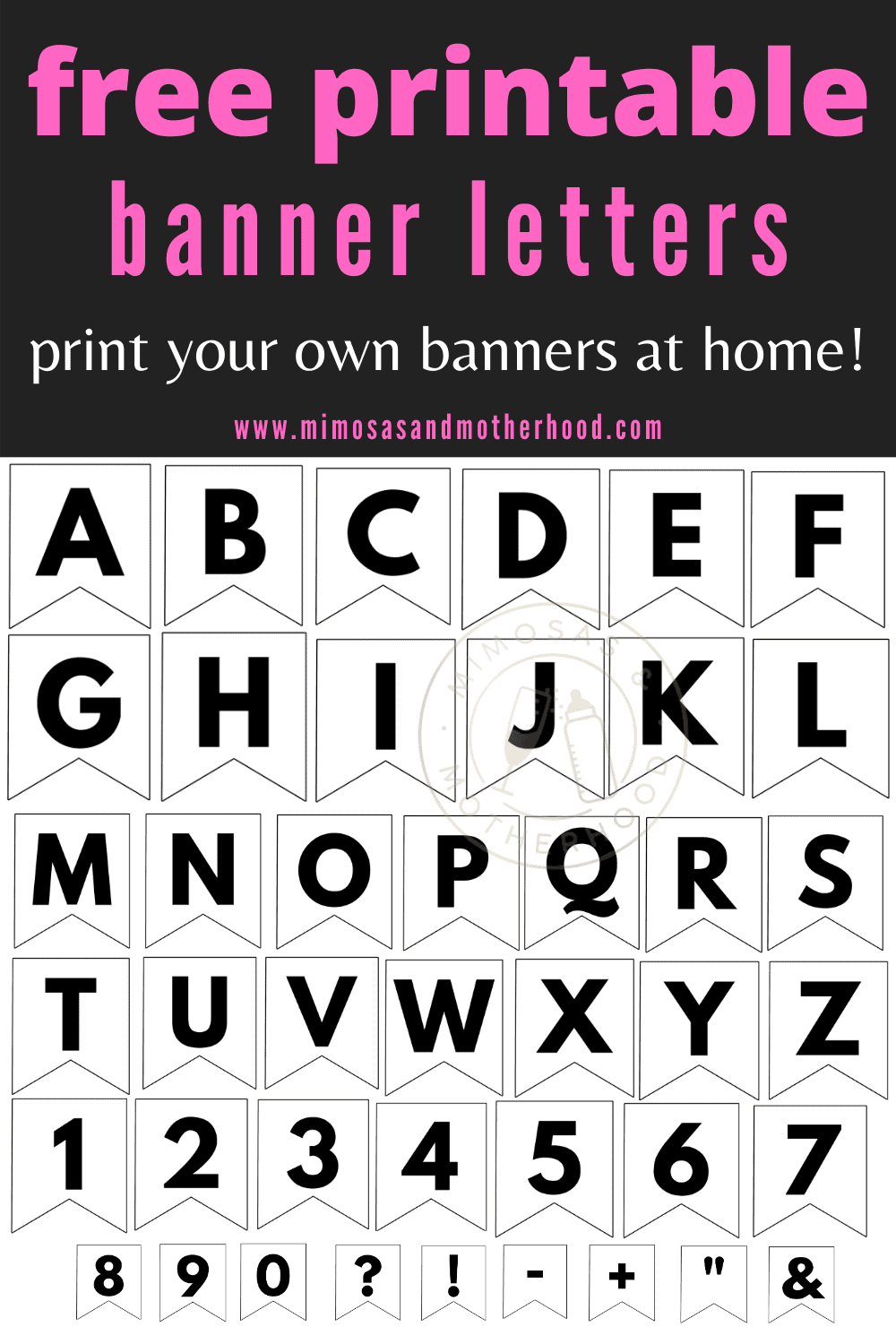 Free Printable ABC Banner Letters Template Mimosas U0026 Motherhood