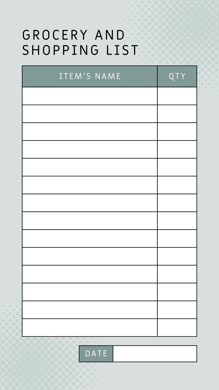 free printable shopping list templates