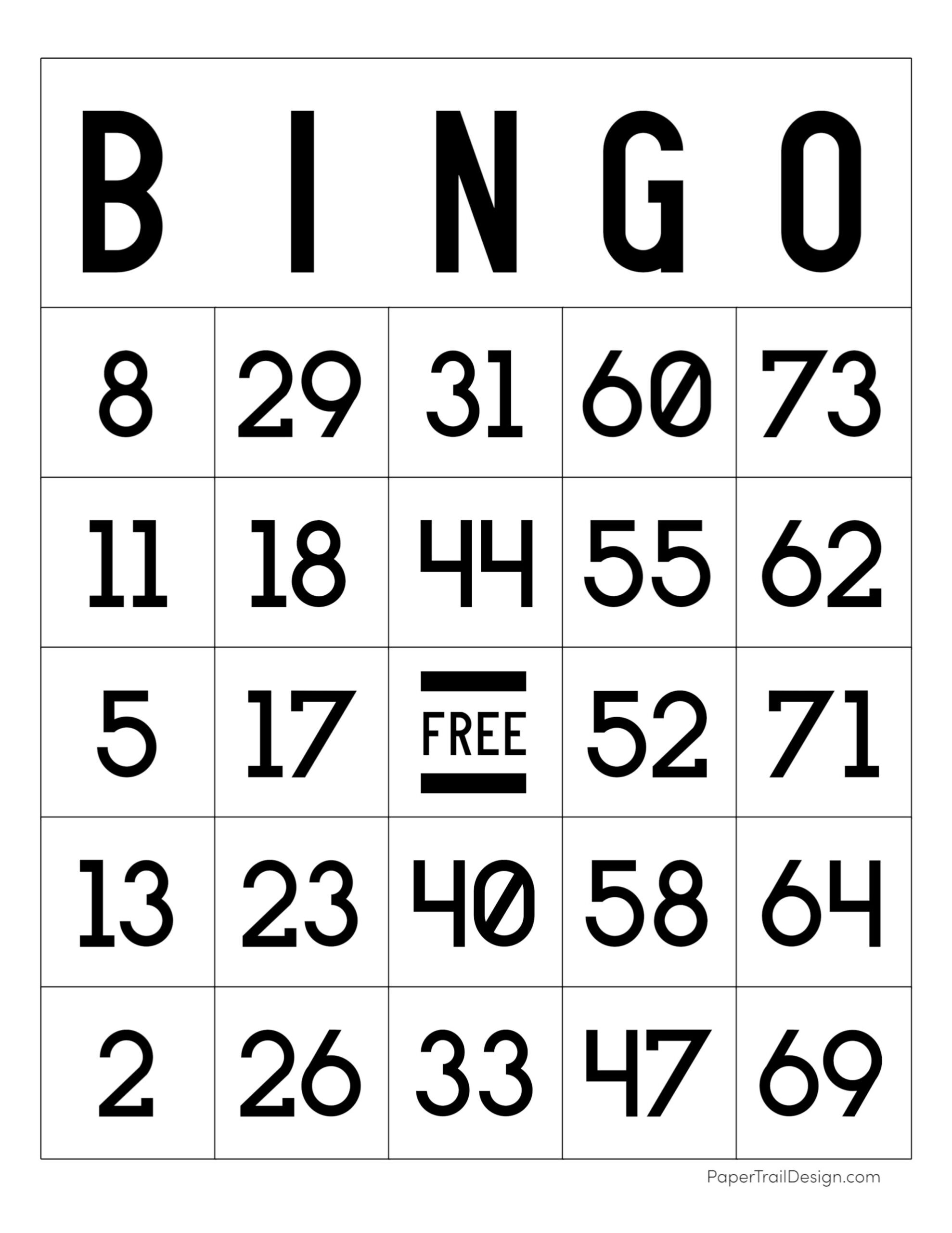 Free Printable Bingo Cards Paper Trail Design