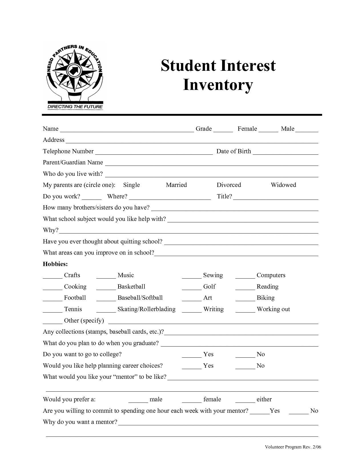Free Printable Career Interest Inventory Printable Party Favors