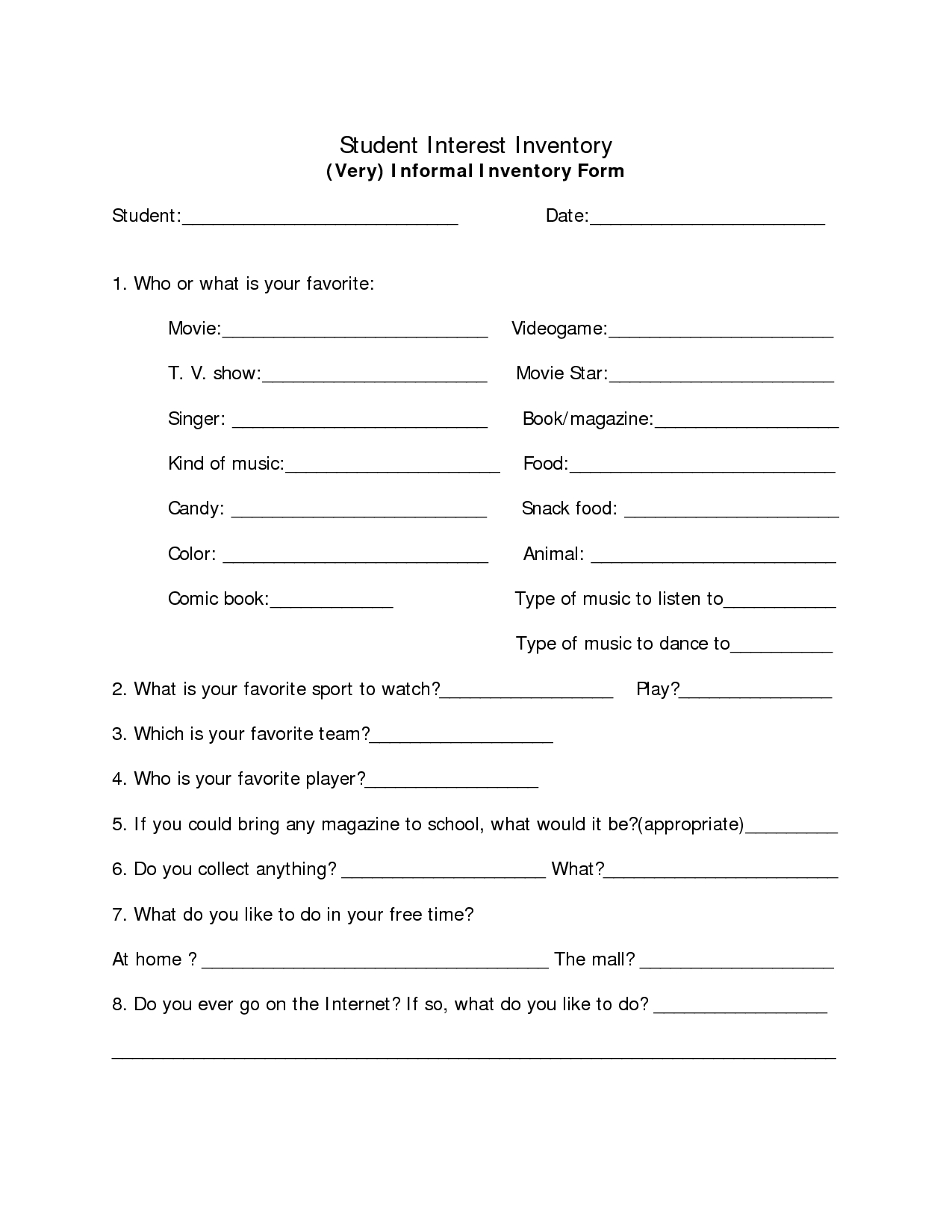 Free Printable Career Interest Inventory Printable