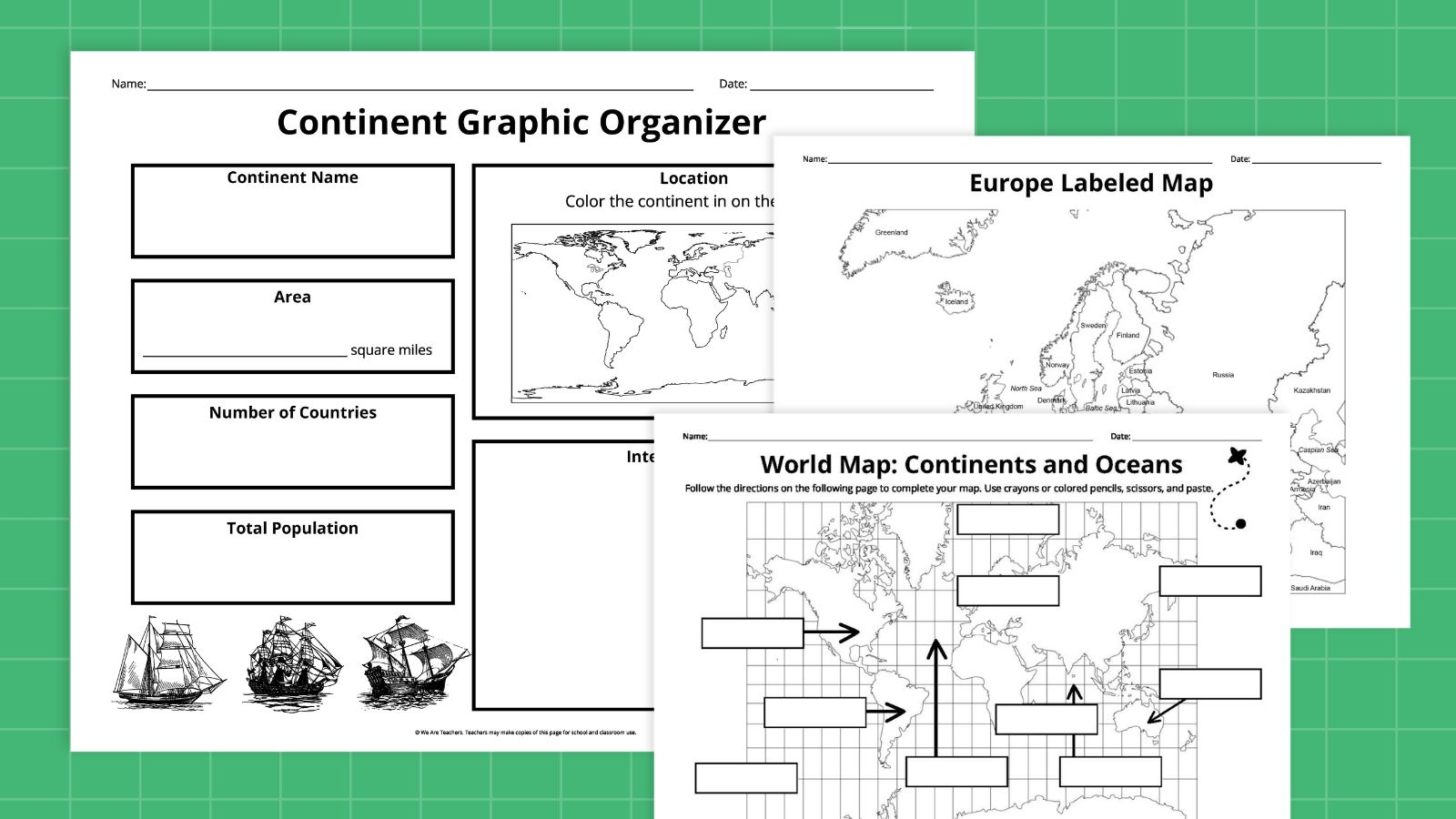 continents and oceans blank map printable