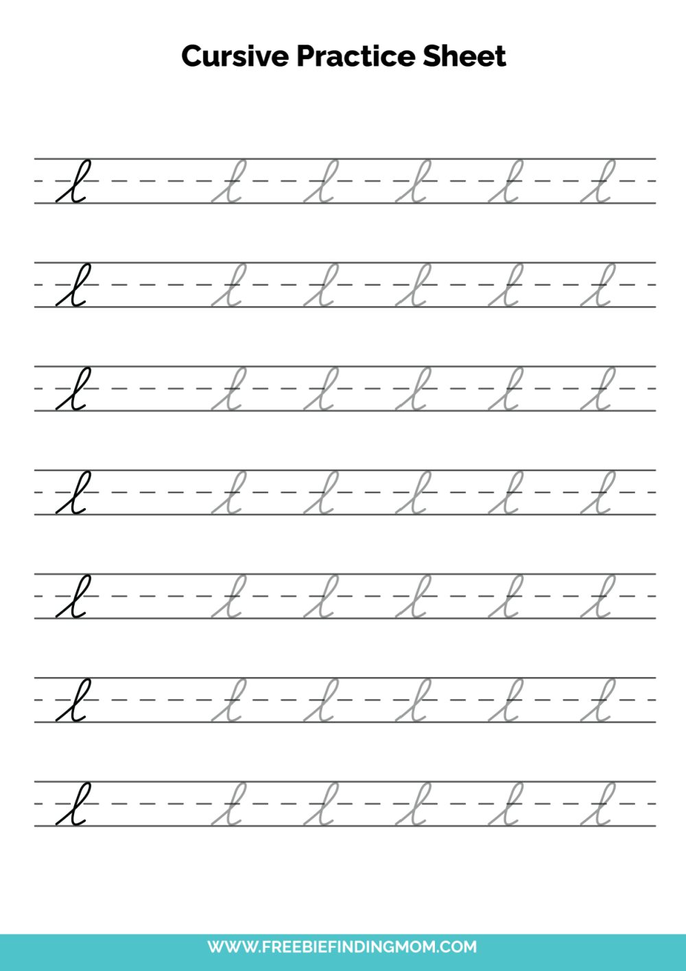 Free Printable Cursive Alphabet Practice Sheets Lowercase L
