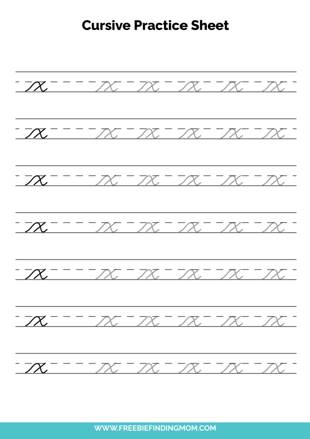 Free Printable Cursive Alphabet Practice Sheets Lowercase X