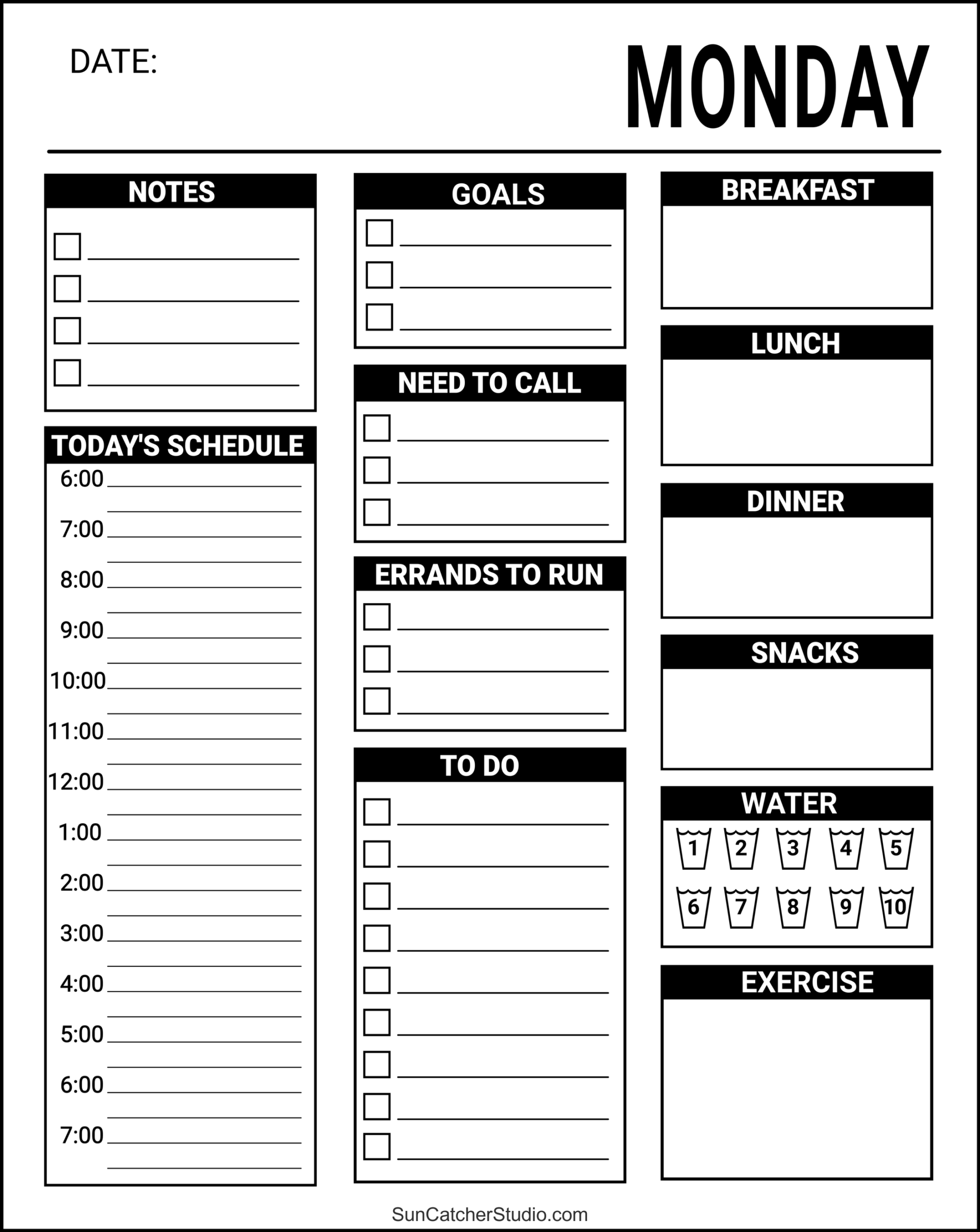 day planner printable