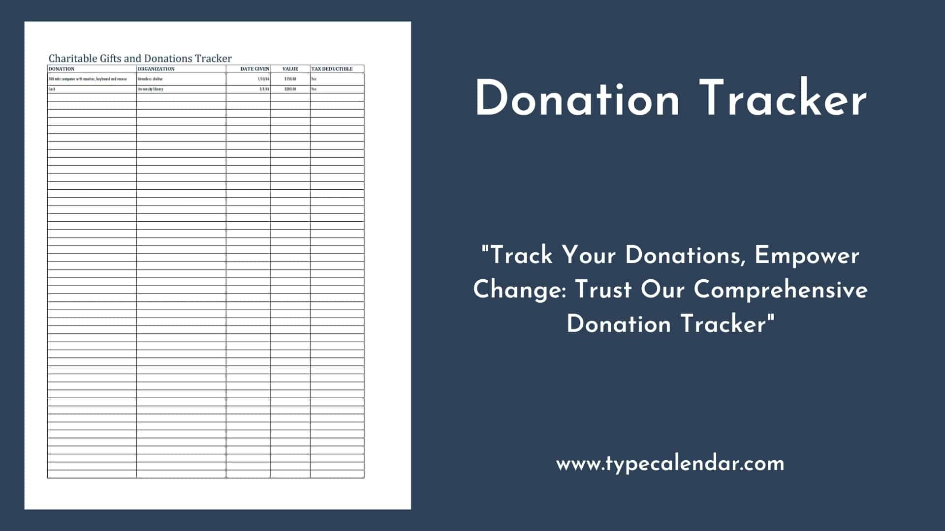 Free Printable Donation Tracker Templates Excel PDF Word 
