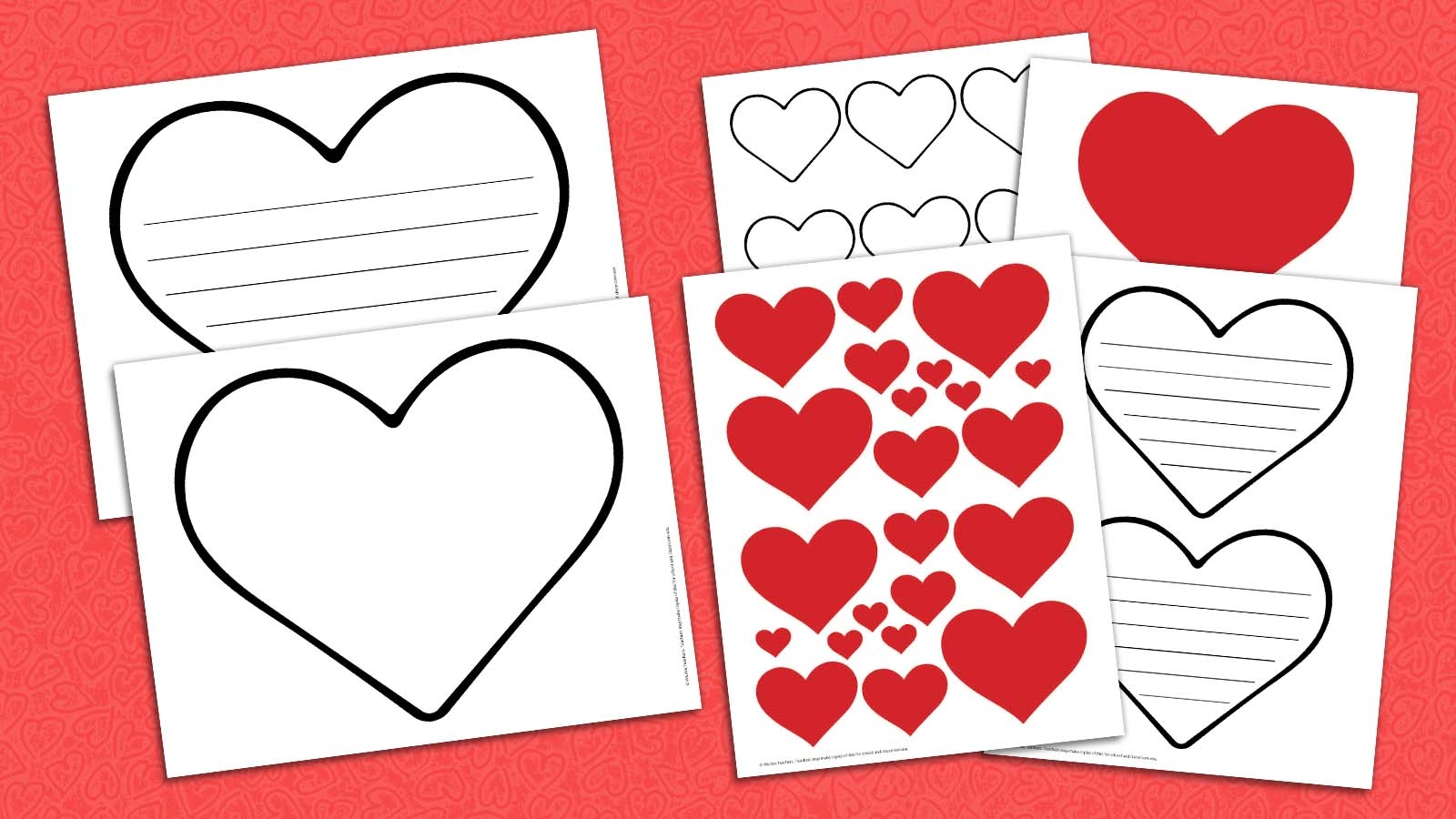 free printable red hearts