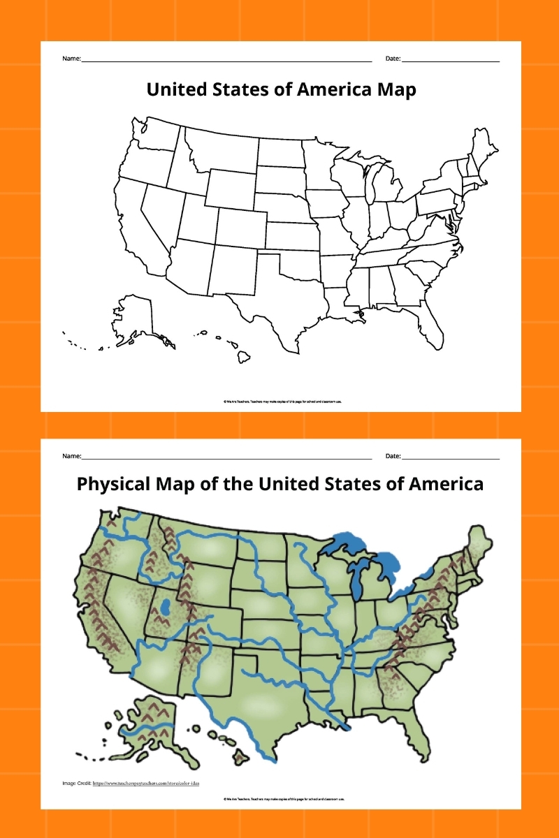 us map with longitude and latitude printable