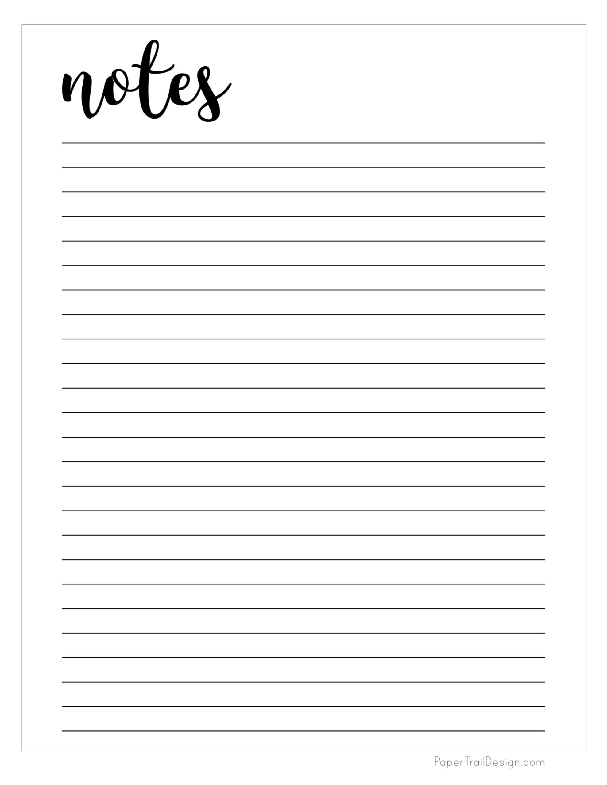 notes printable free