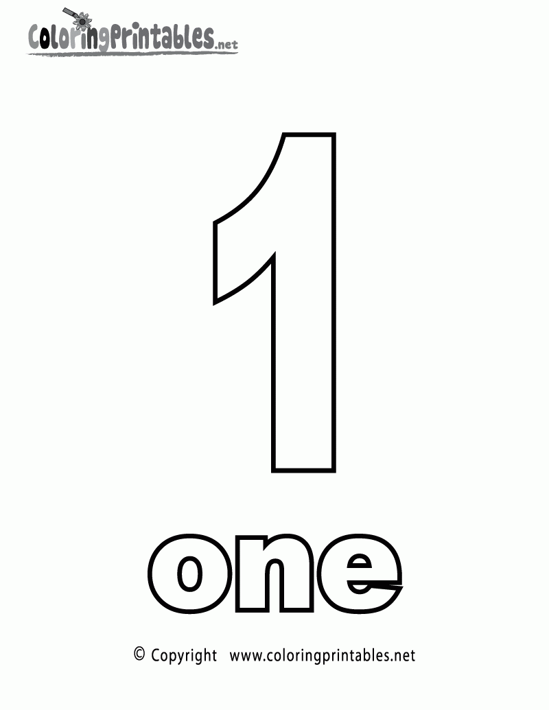 Free Printable Number One Coloring Page