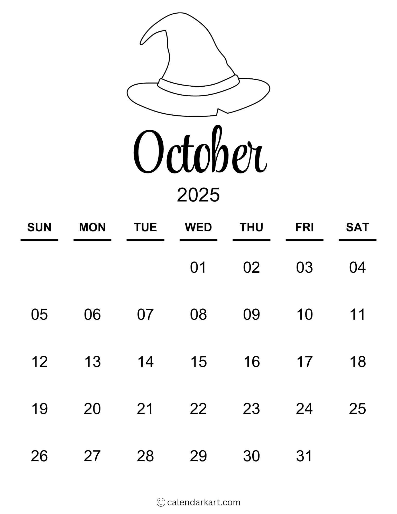 Free Printable October 2025 Calendars Calendarkart